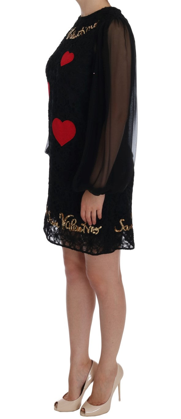 Φόρεμα Dolce & Gabbana Black Lace με παγιέτες Shift