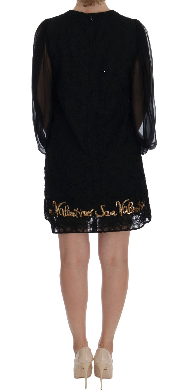 Φόρεμα Dolce & Gabbana Black Lace με παγιέτες Shift