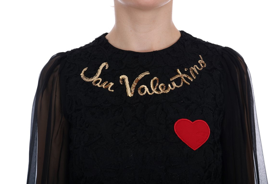 Φόρεμα Dolce & Gabbana Black Lace με παγιέτες Shift