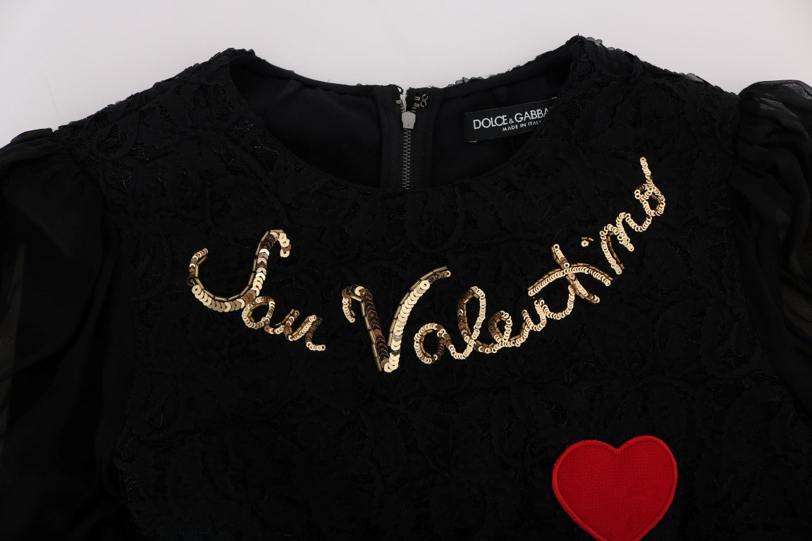 Φόρεμα Dolce & Gabbana Black Lace με παγιέτες Shift