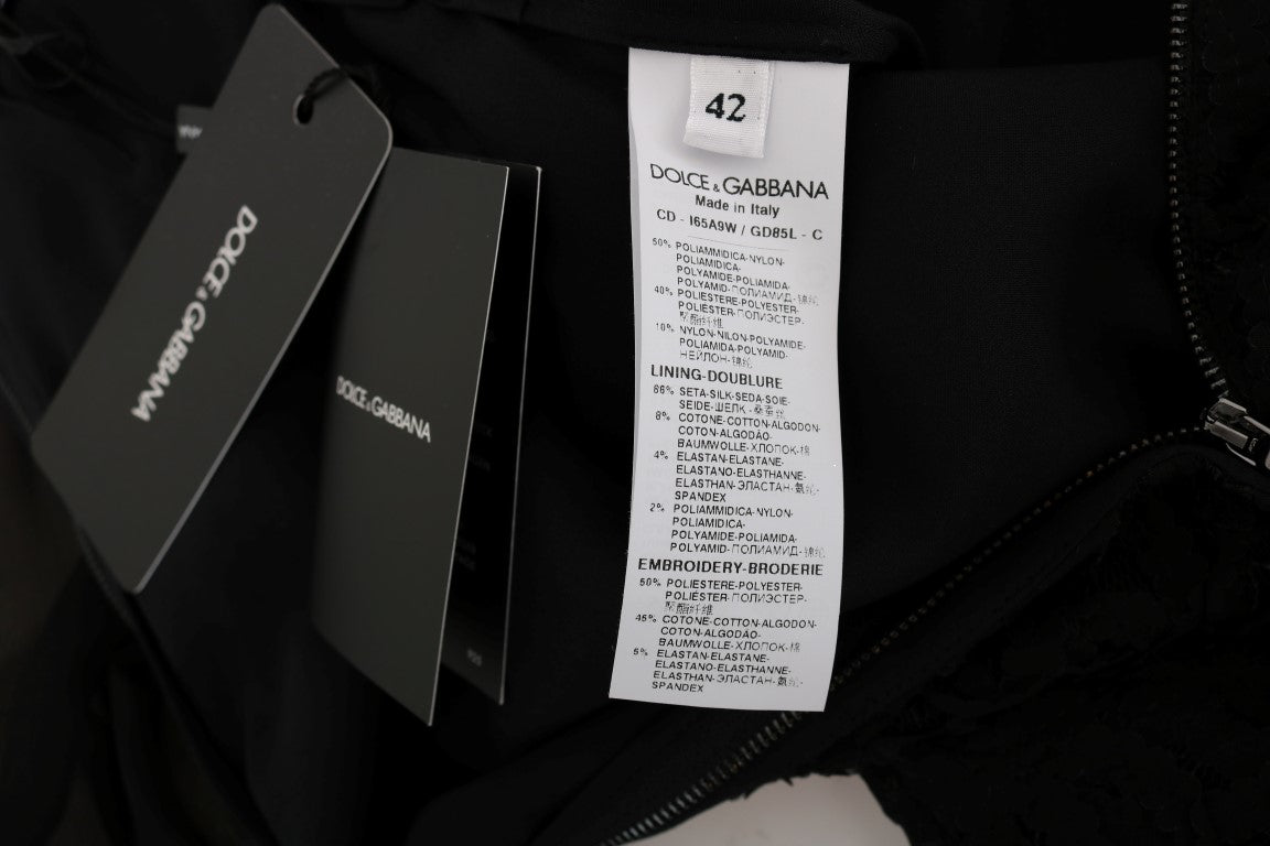 Φόρεμα Dolce & Gabbana Black Lace με παγιέτες Shift