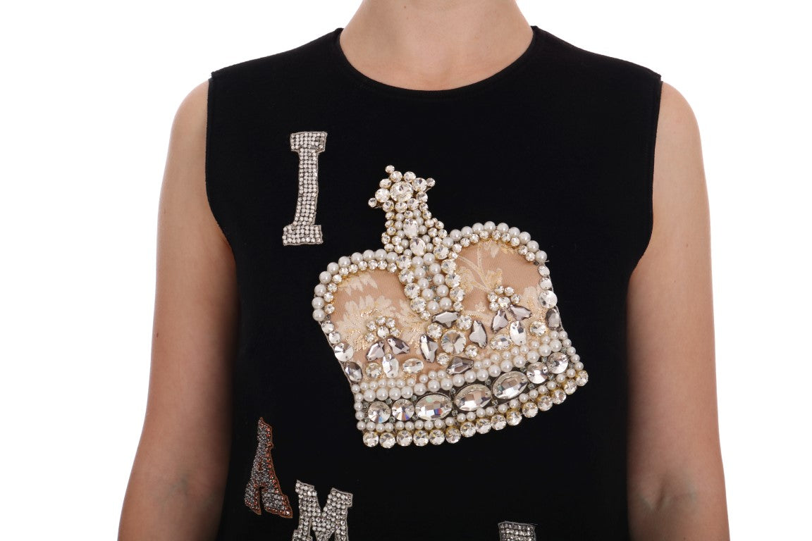 Φόρεμα Dolce & Gabbana Μαύρο μάλλινο Κρυστάλλινο Πριγκίπισσα