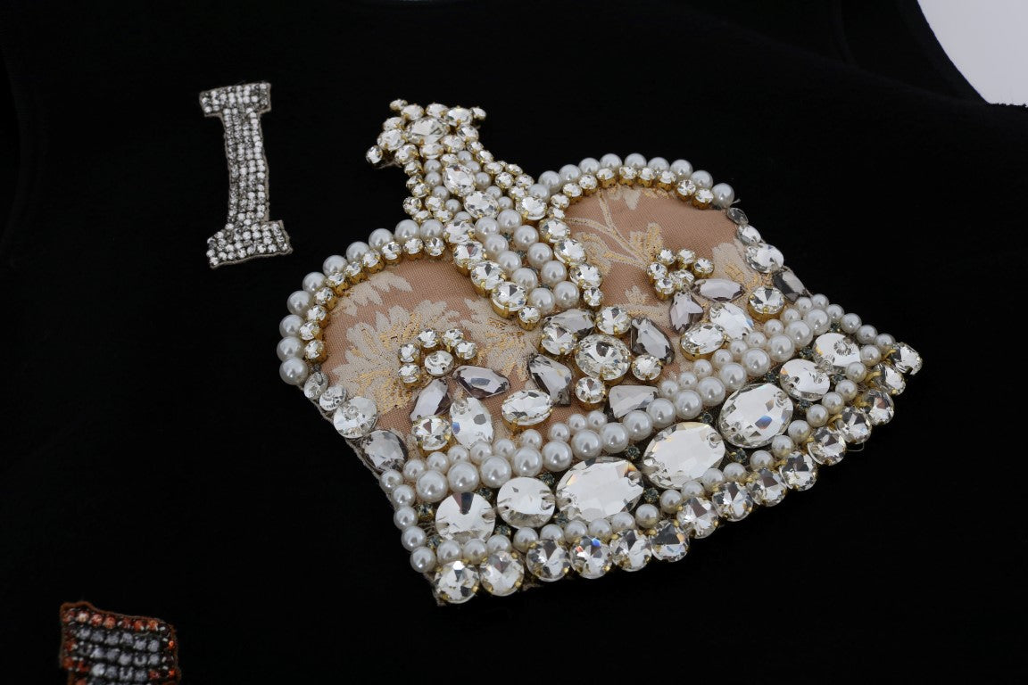 Φόρεμα Dolce & Gabbana Μαύρο μάλλινο Κρυστάλλινο Πριγκίπισσα