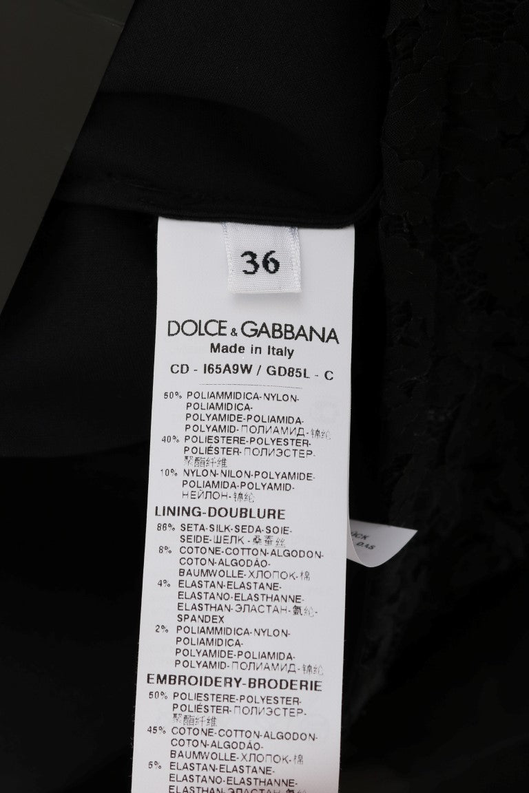 Κομψό φόρεμα Dolce & Gabbana με μαύρη δαντέλα Heart Applique Shift