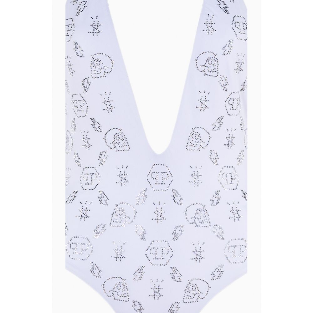 Μαγιό Philipp Plein White Rhinestone Embellished