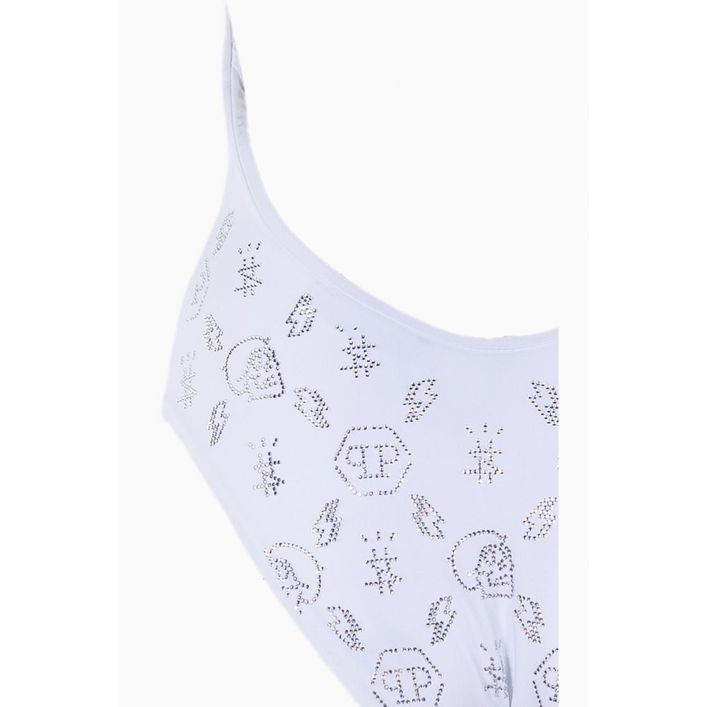 Μαγιό Philipp Plein White Rhinestone Embellished