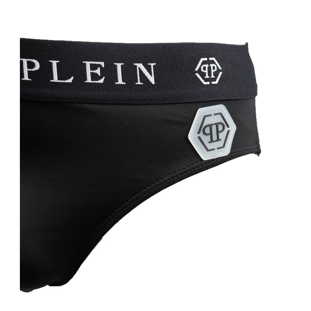 Philipp Plein Black Polyamide Men Swim Briefs