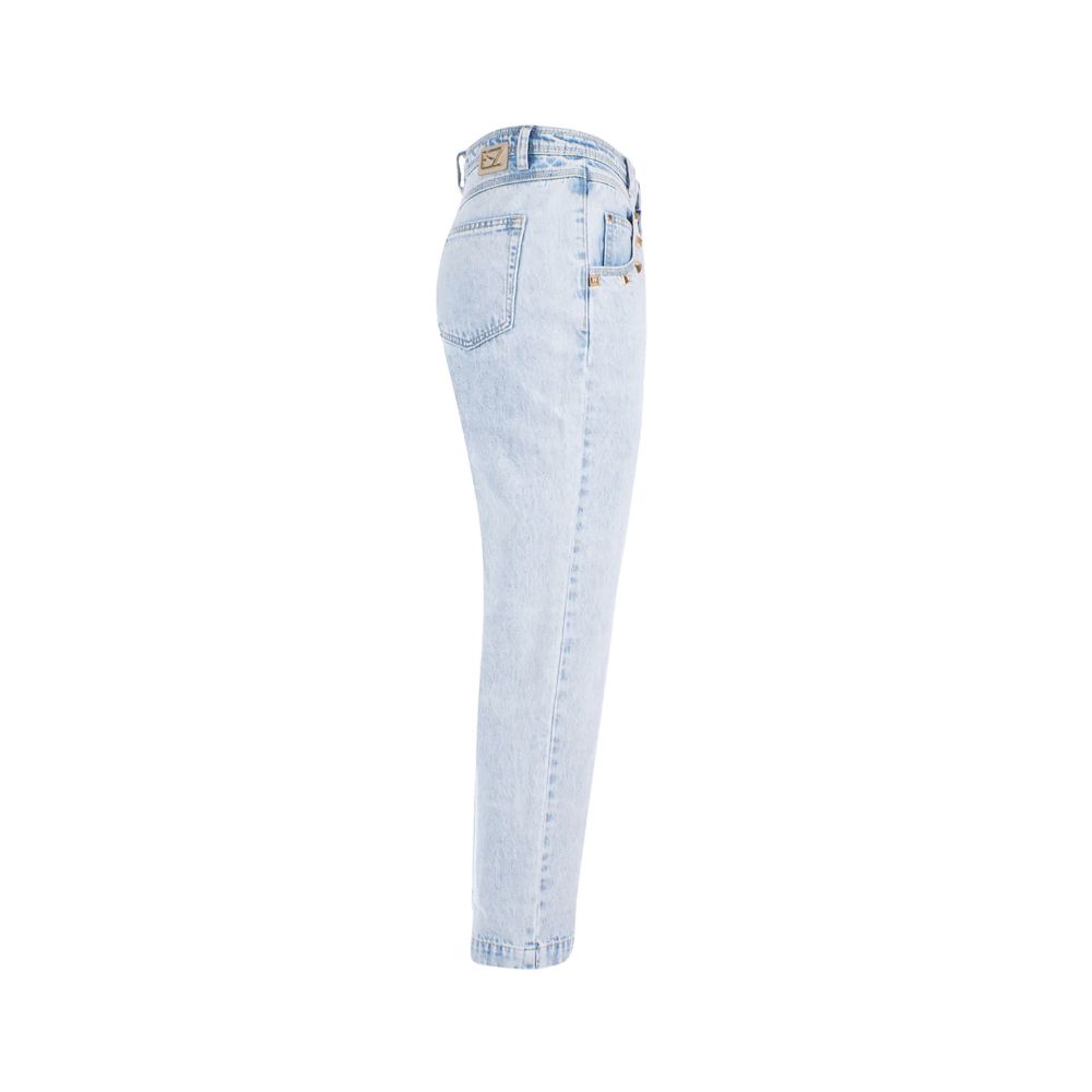 Yes Zee Light Blue Cotton Γυναικείο ψηλόμεσο τζιν