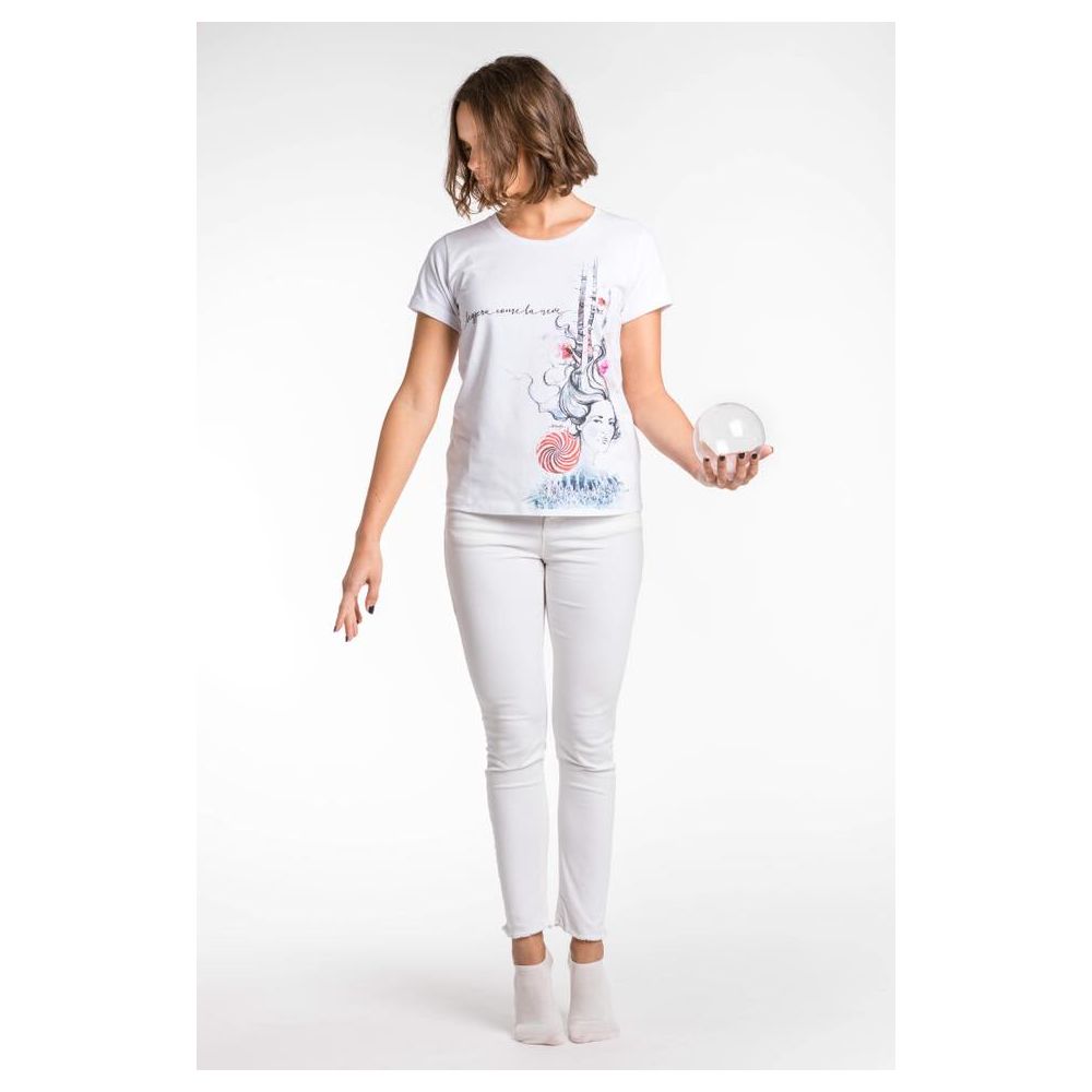 A.Tratti Chic White Stretch Viscose Tee με Αποκλειστική Συσκευασία