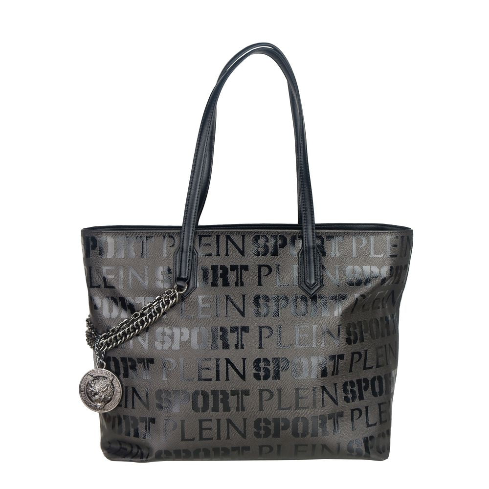 Τσάντα αγορών Plein Sport Sleek Μαύρη Σχεδιαστή με εκτύπωση λογότυπου