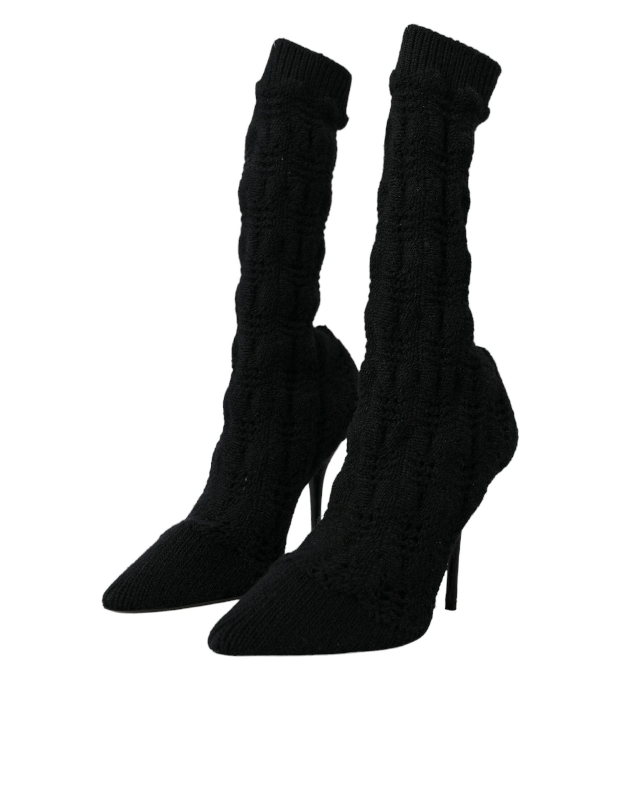 Παπούτσια Dolce & Gabbana Black Stiletto Heels Mid Calf Boots