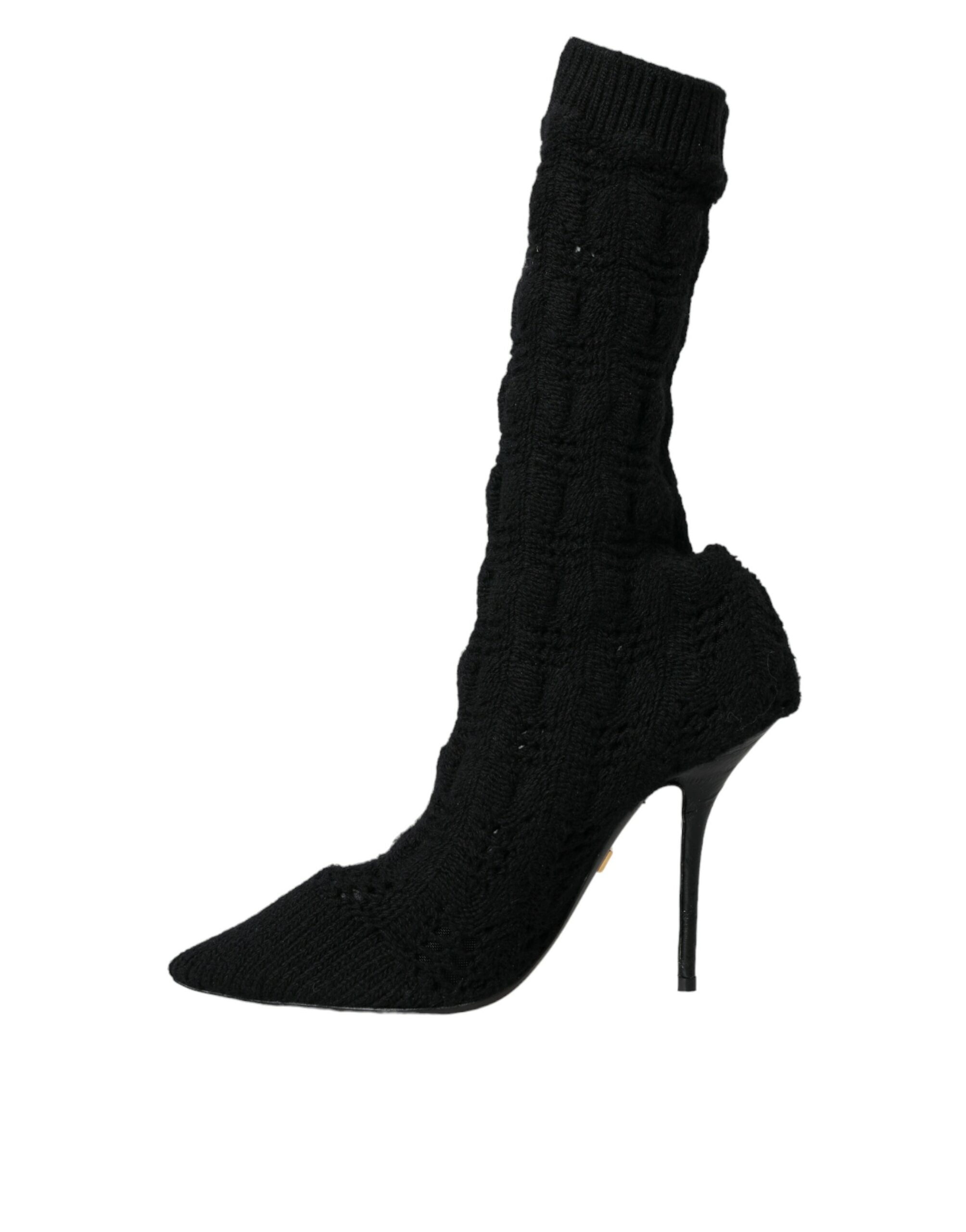 Παπούτσια Dolce & Gabbana Black Stiletto Heels Mid Calf Boots