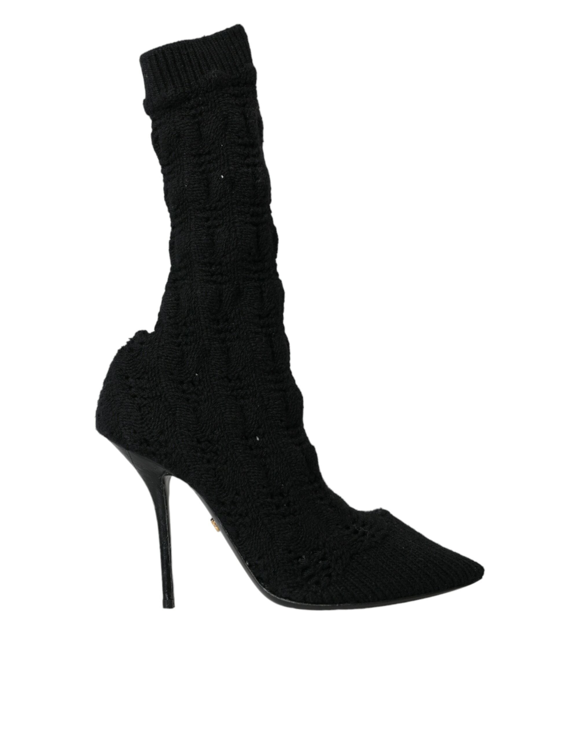 Παπούτσια Dolce & Gabbana Black Stiletto Heels Mid Calf Boots