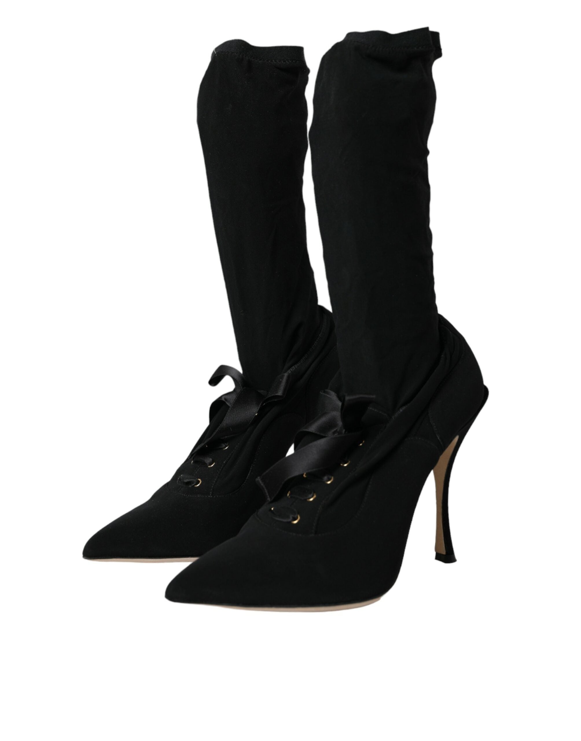 Παπούτσια Dolce & Gabbana Black Stiletto Heels Mid Calf Boots