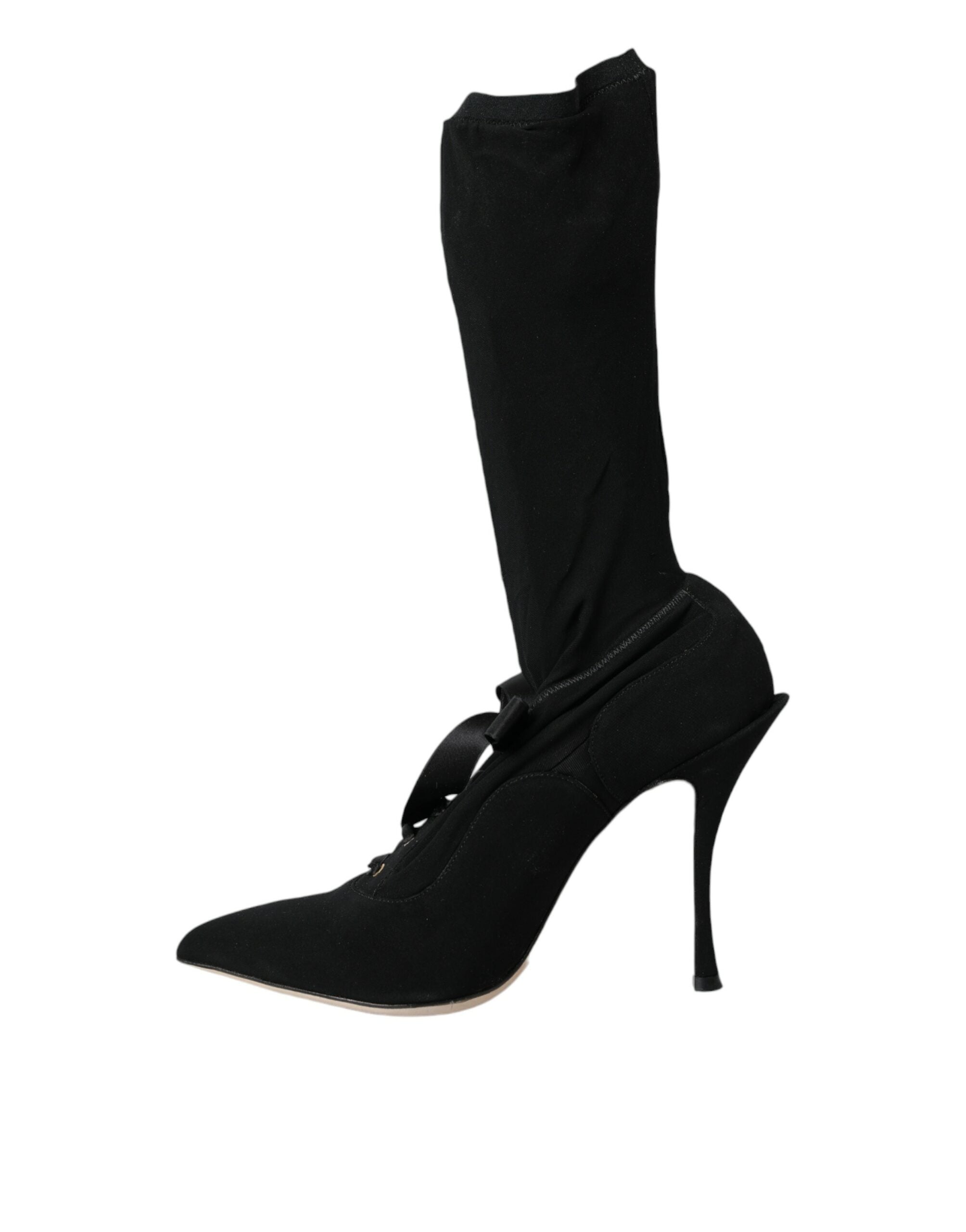 Παπούτσια Dolce & Gabbana Black Stiletto Heels Mid Calf Boots