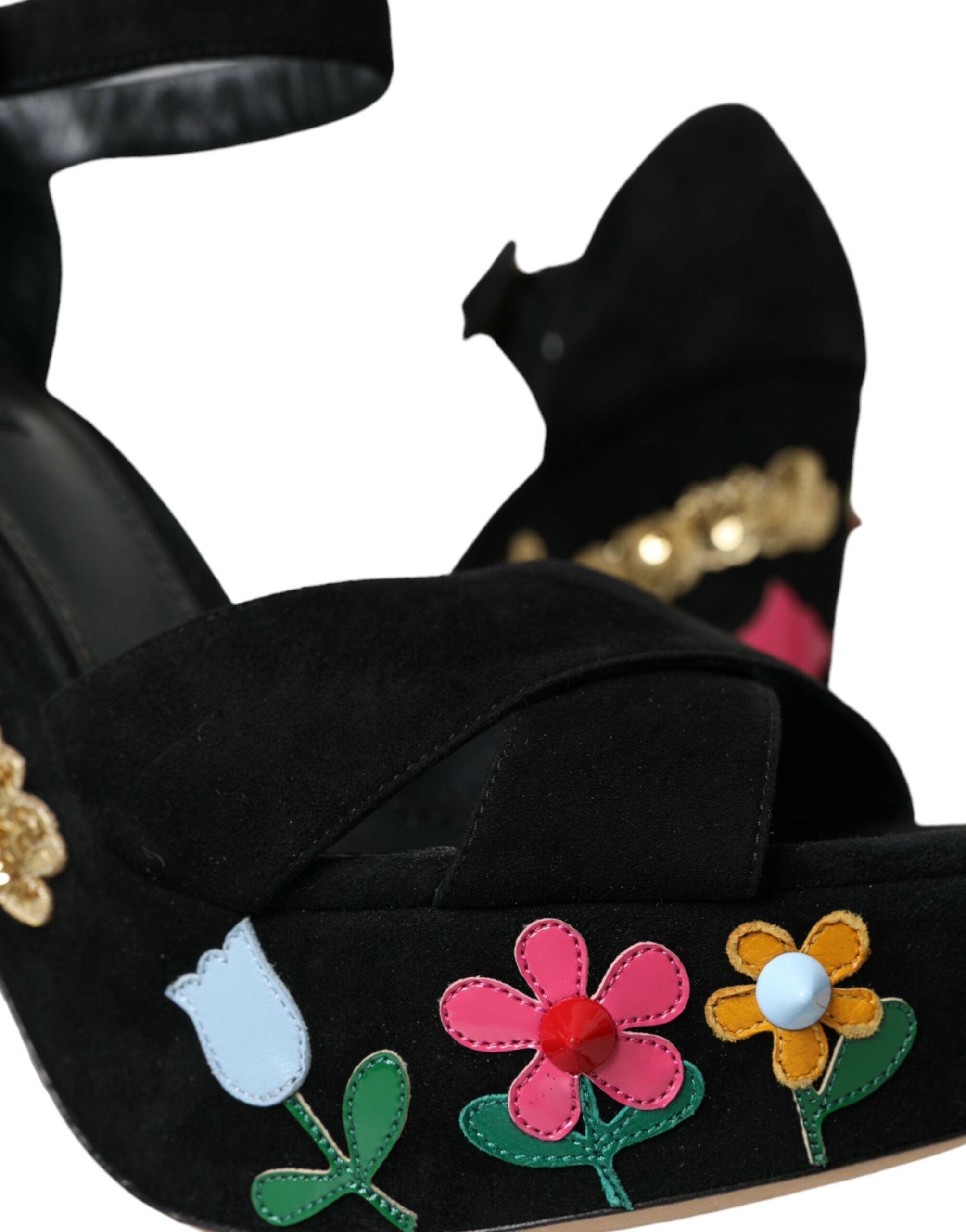 Παπούτσια σανδάλια με γόβες με λουρί Dolce & Gabbana μαύρο σουέτ