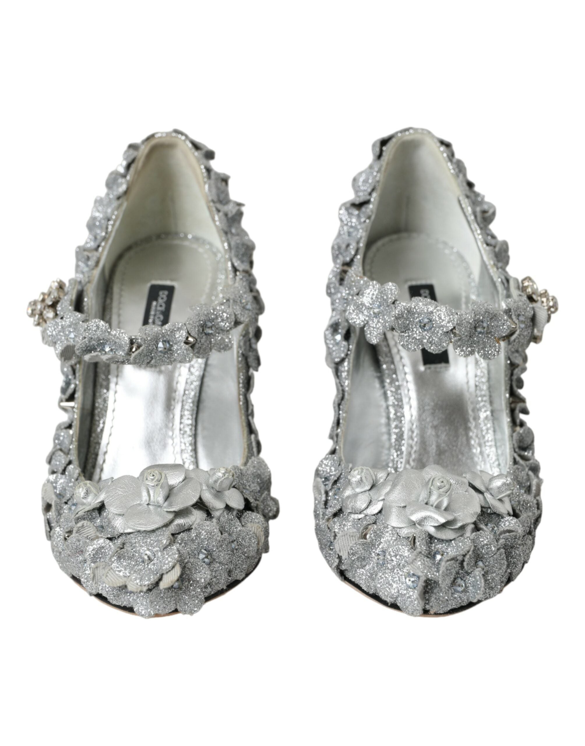 Παπούτσια Dolce & Gabbana Silver Floral Crystal Mary Jane Pumps