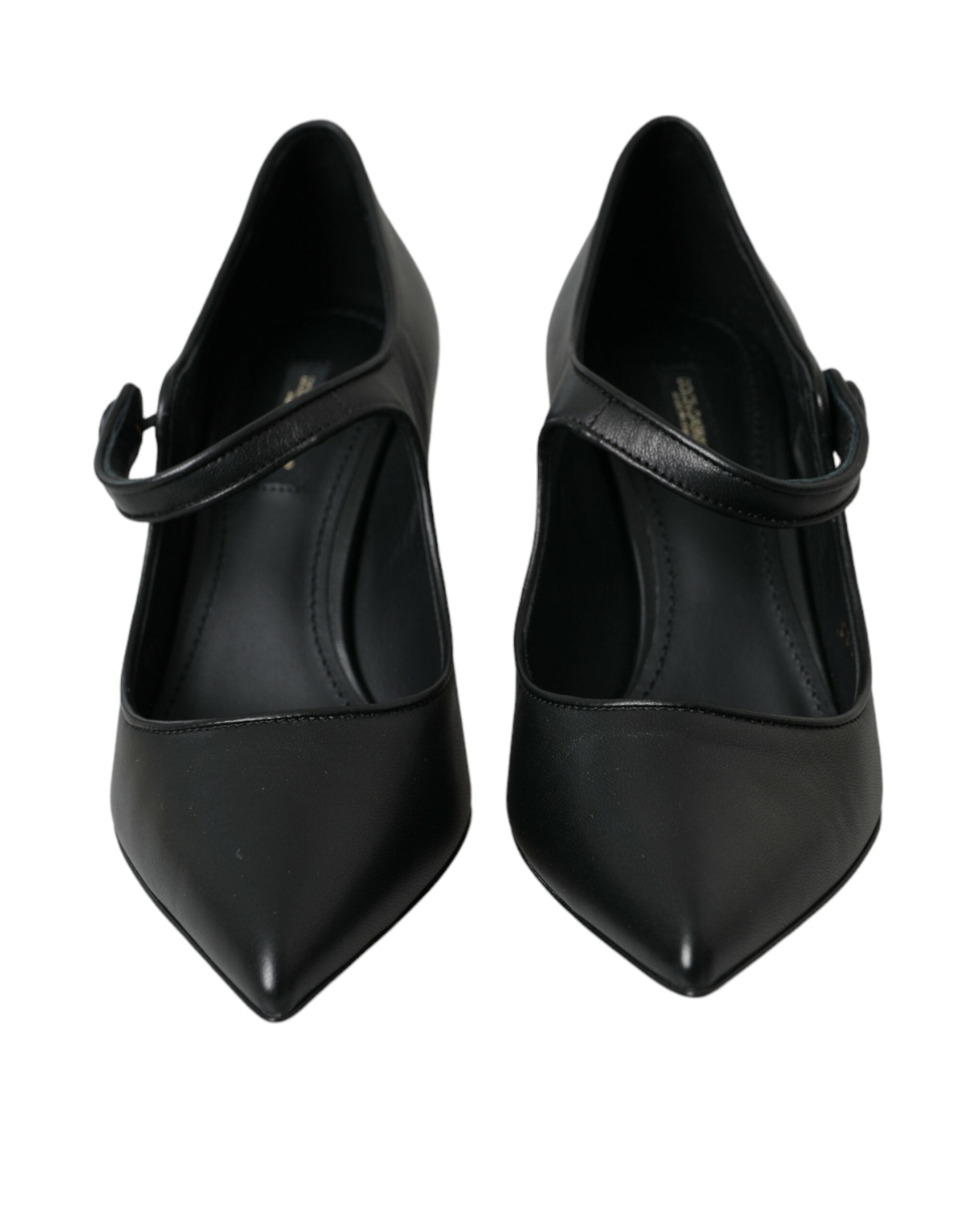 Dolce & Gabbana Μαύρο Δερμάτινο Λογότυπο Γόβες Mary Janes Pumps Παπούτσια