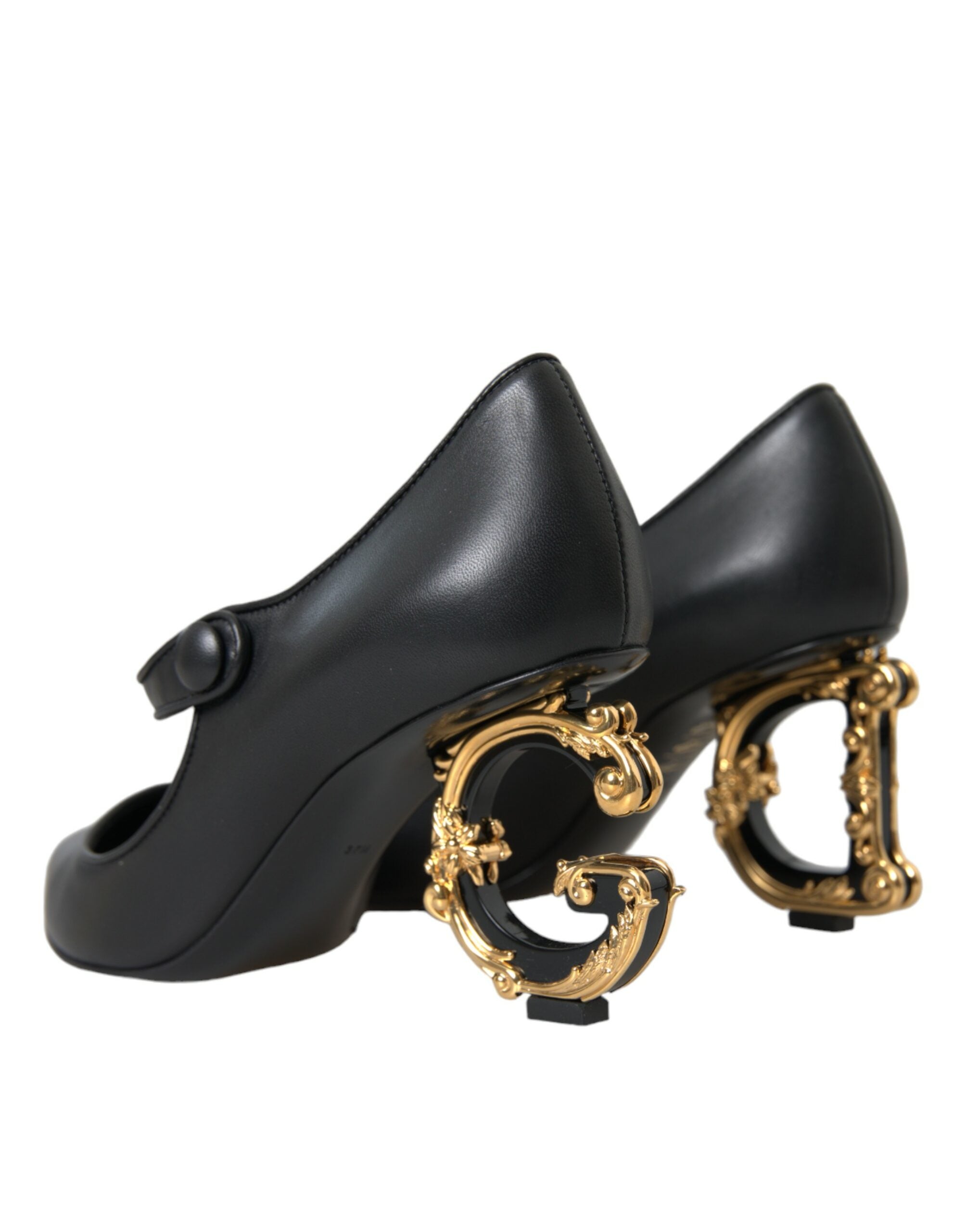 Dolce & Gabbana Μαύρο Δερμάτινο Λογότυπο Γόβες Mary Janes Pumps Παπούτσια