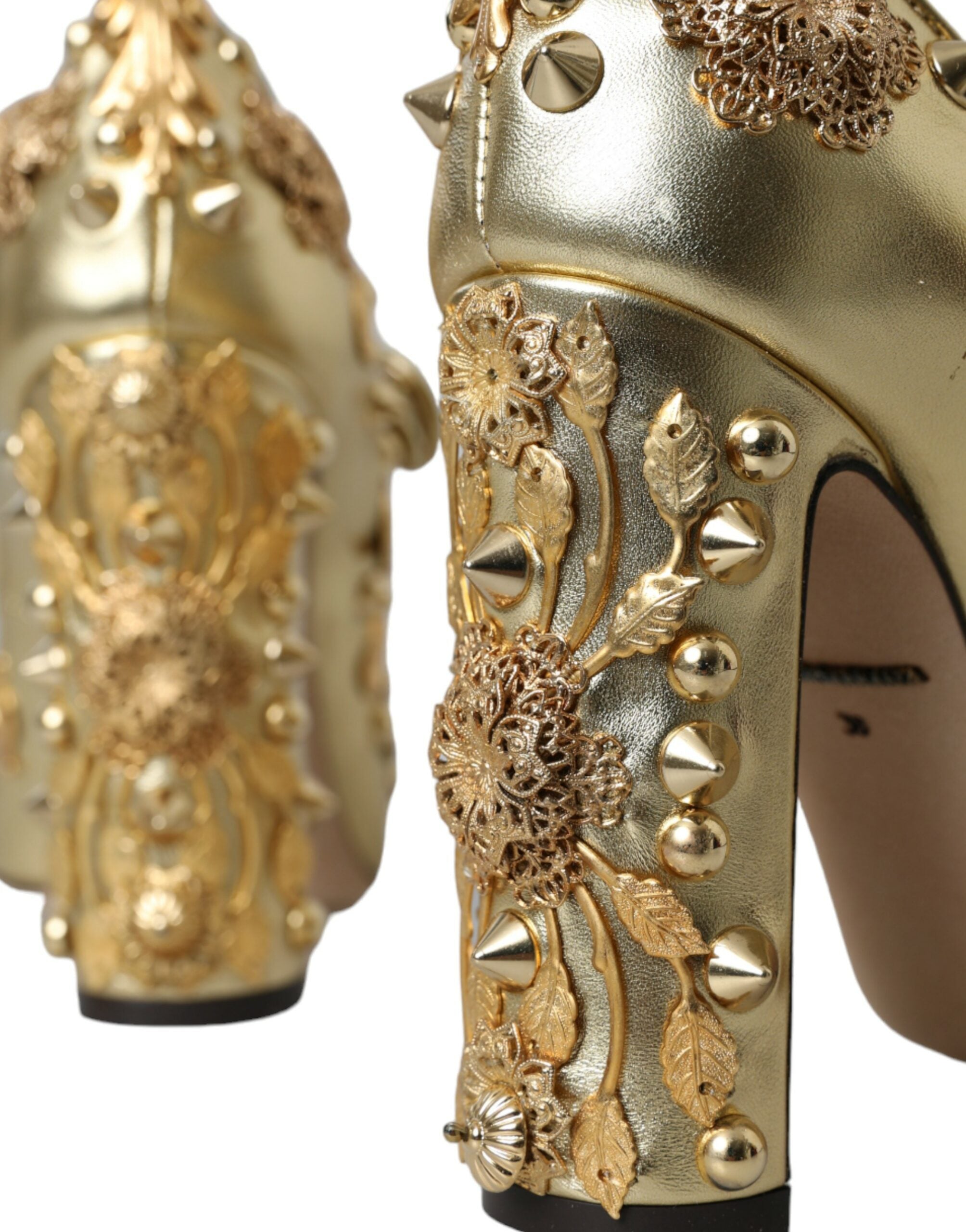 Παπούτσια Dolce & Gabbana Gold Leather Crystal Mary Janes Pumps