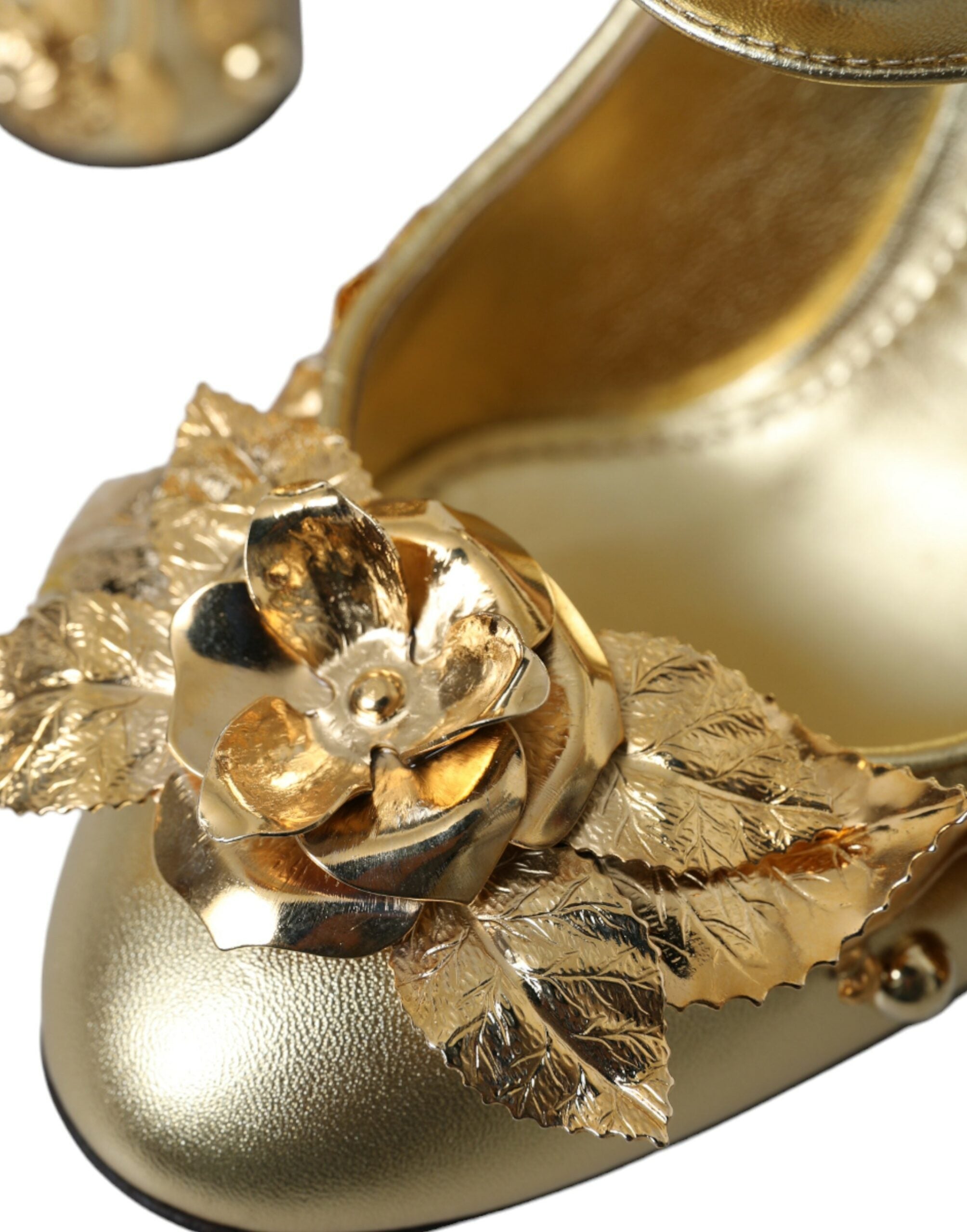 Παπούτσια Dolce & Gabbana Gold Leather Crystal Mary Janes Pumps