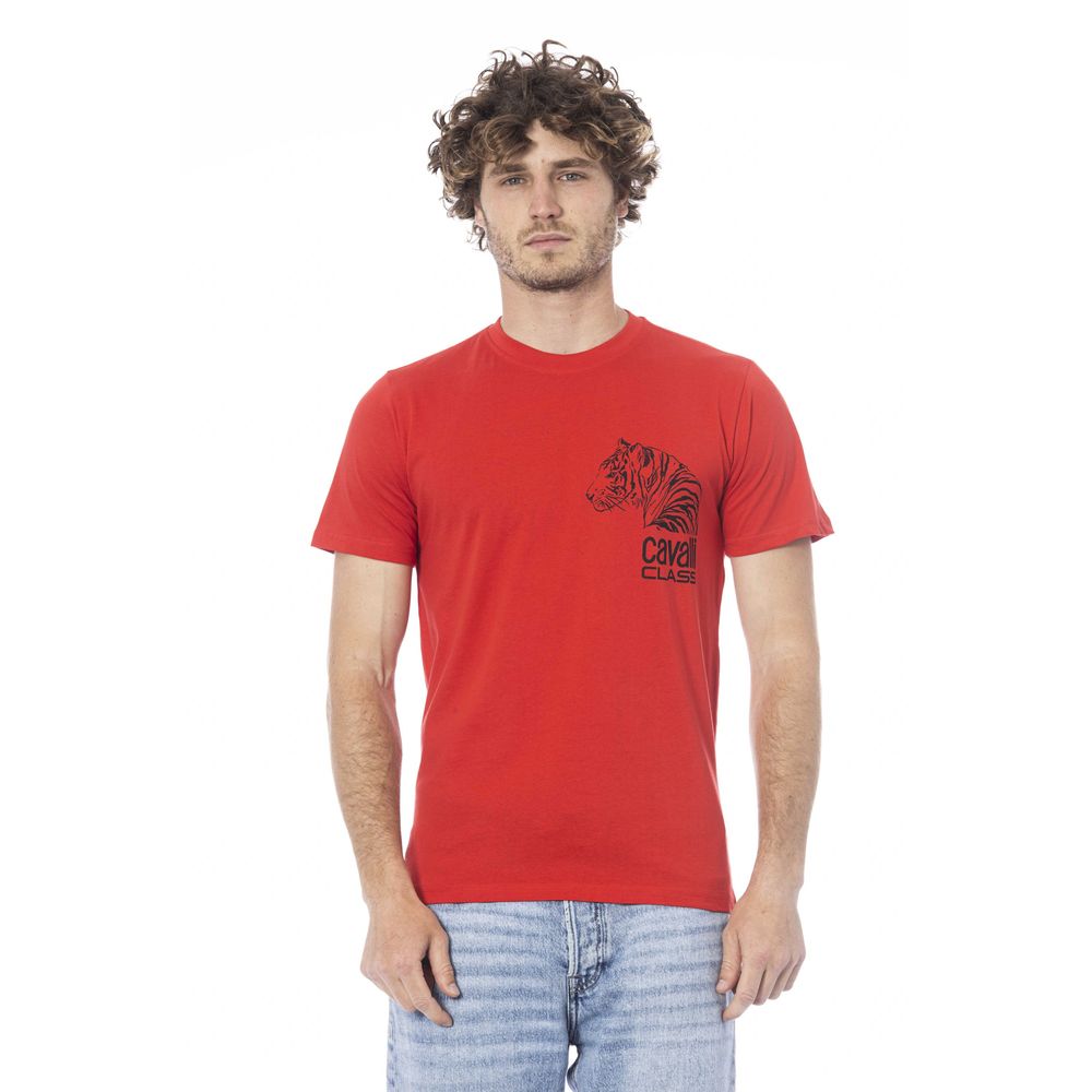 Ανδρικό μπλουζάκι Cavalli Class Red Cotton