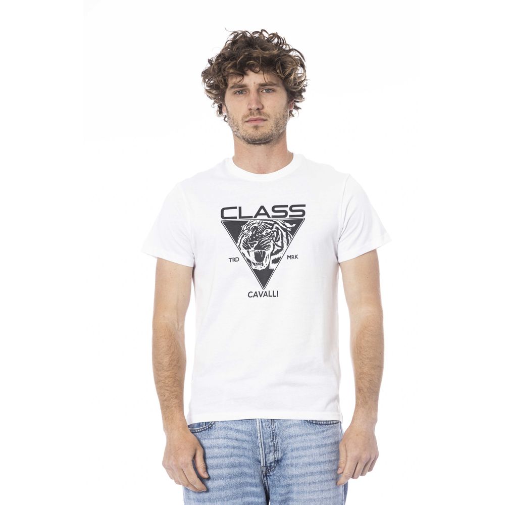 Ανδρικό μπλουζάκι από λευκό βαμβάκι Cavalli Class