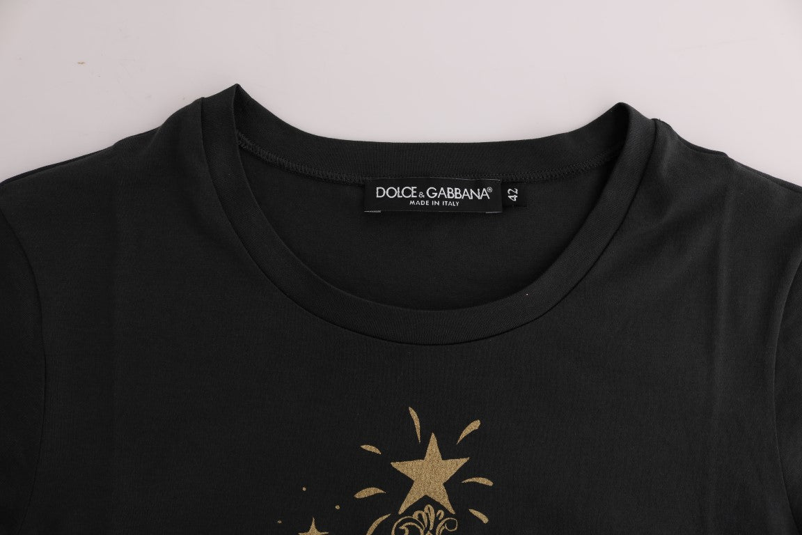 Κομψό γκρι βαμβακερό μπλουζάκι Dolce & Gabbana με αποκλειστική στάμπα