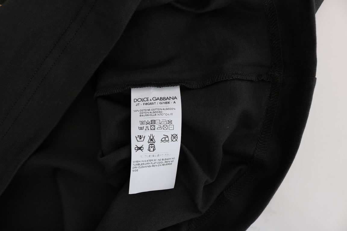 Κομψό γκρι βαμβακερό μπλουζάκι Dolce & Gabbana με αποκλειστική στάμπα