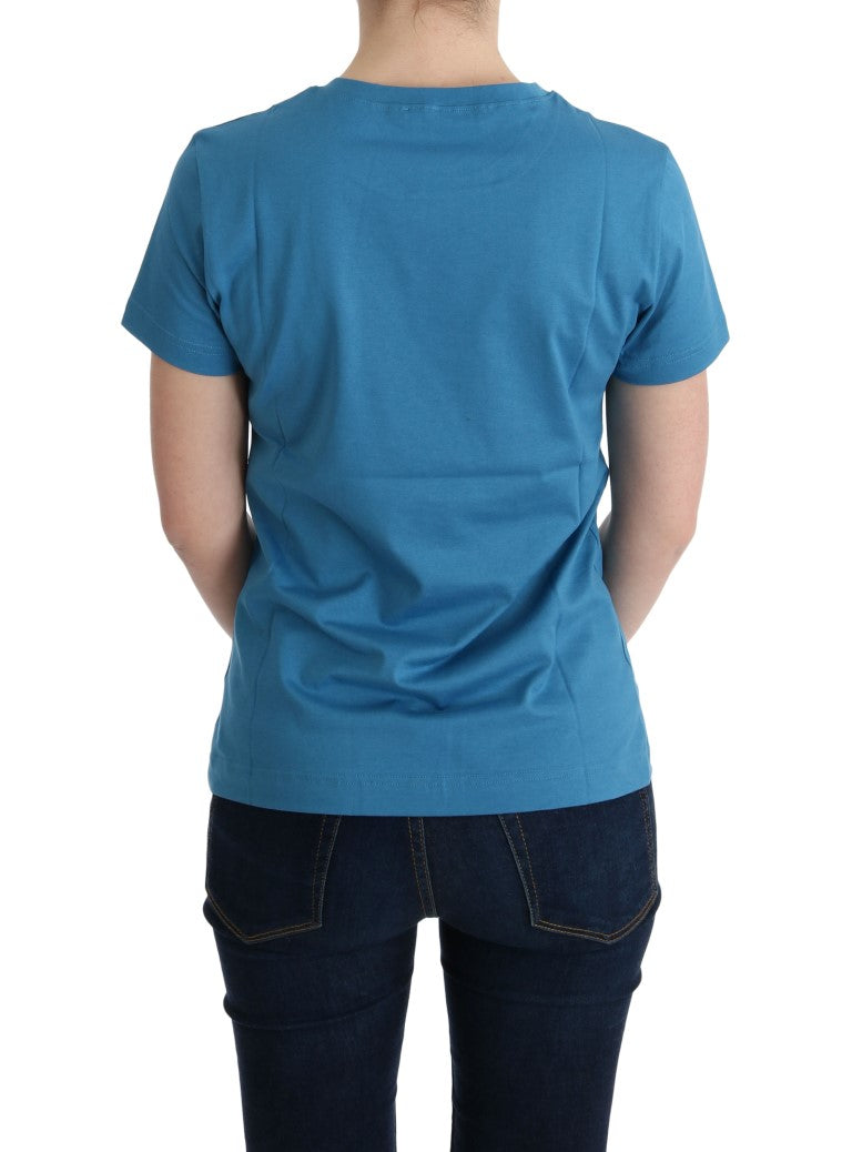 Dolce & Gabbana Chic Blue Cotton Tee με στάμπα 2017