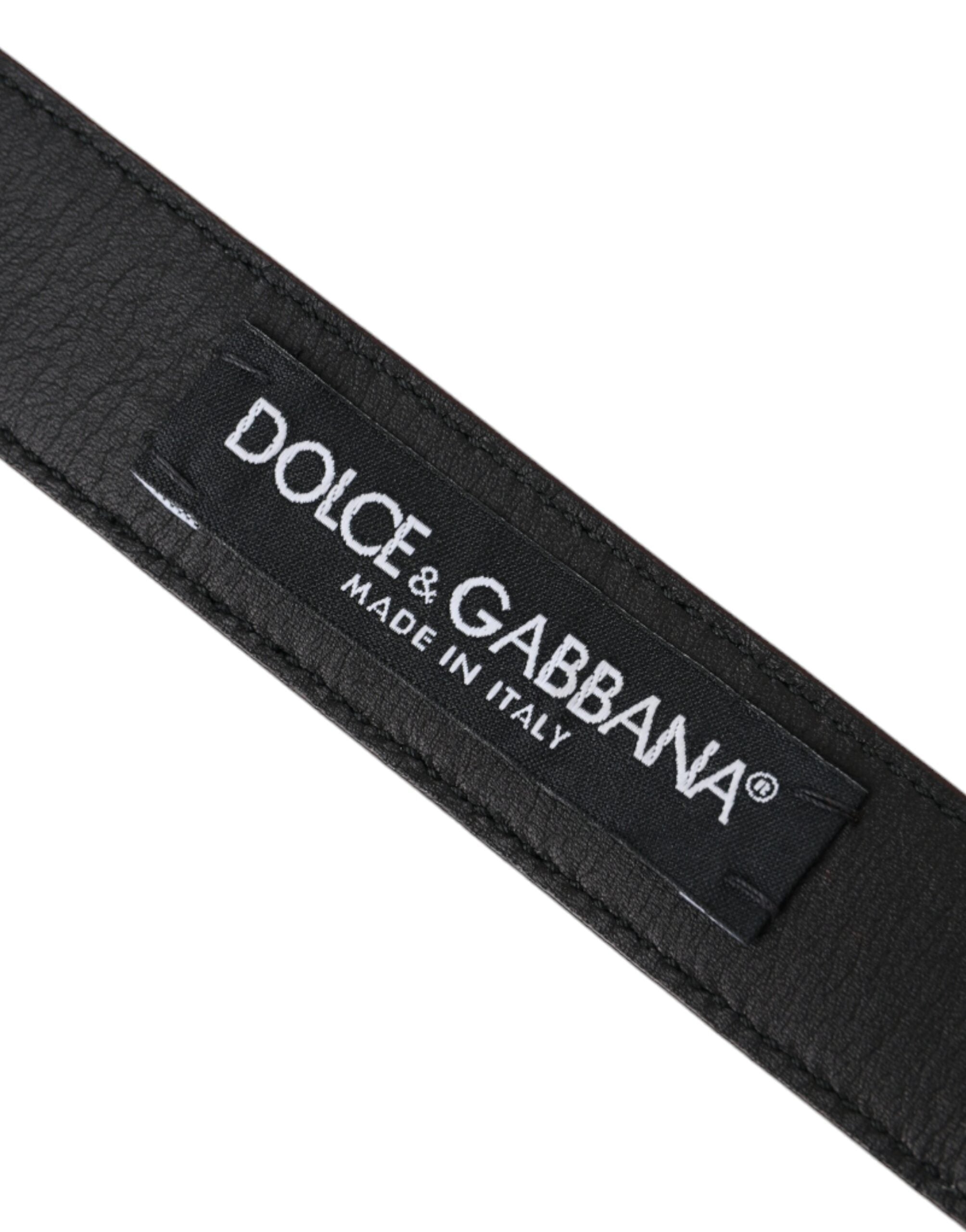 Ανδρική ζώνη Dolce & Gabbana Καφέ Δερμάτινη Ασημένια Μεταλλική Πόρπη