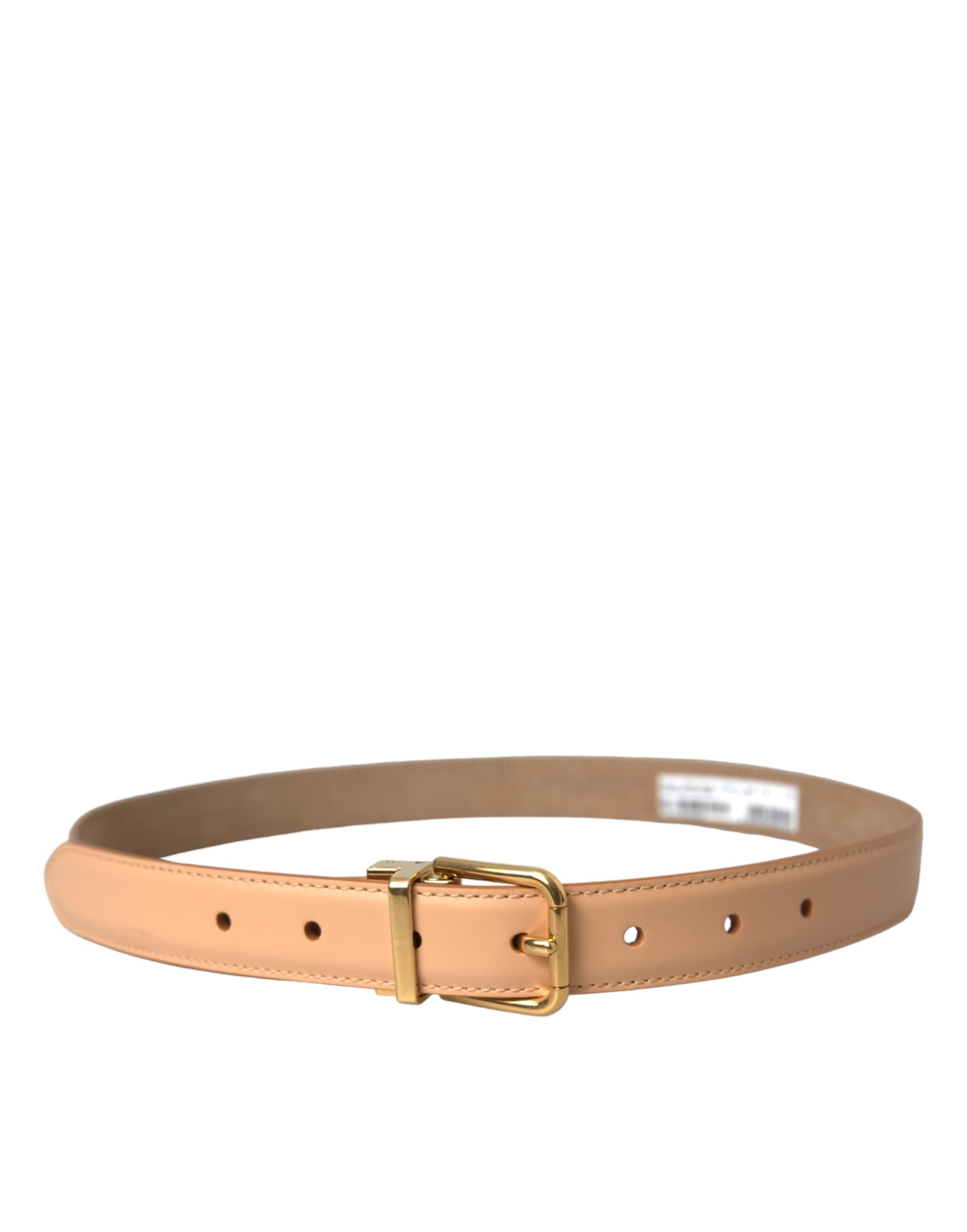 Dolce & Gabbana Beige Δερμάτινη Δέρμα Μοσχαριού Χρυσή Μεταλλική Ζώνη Πόρπης