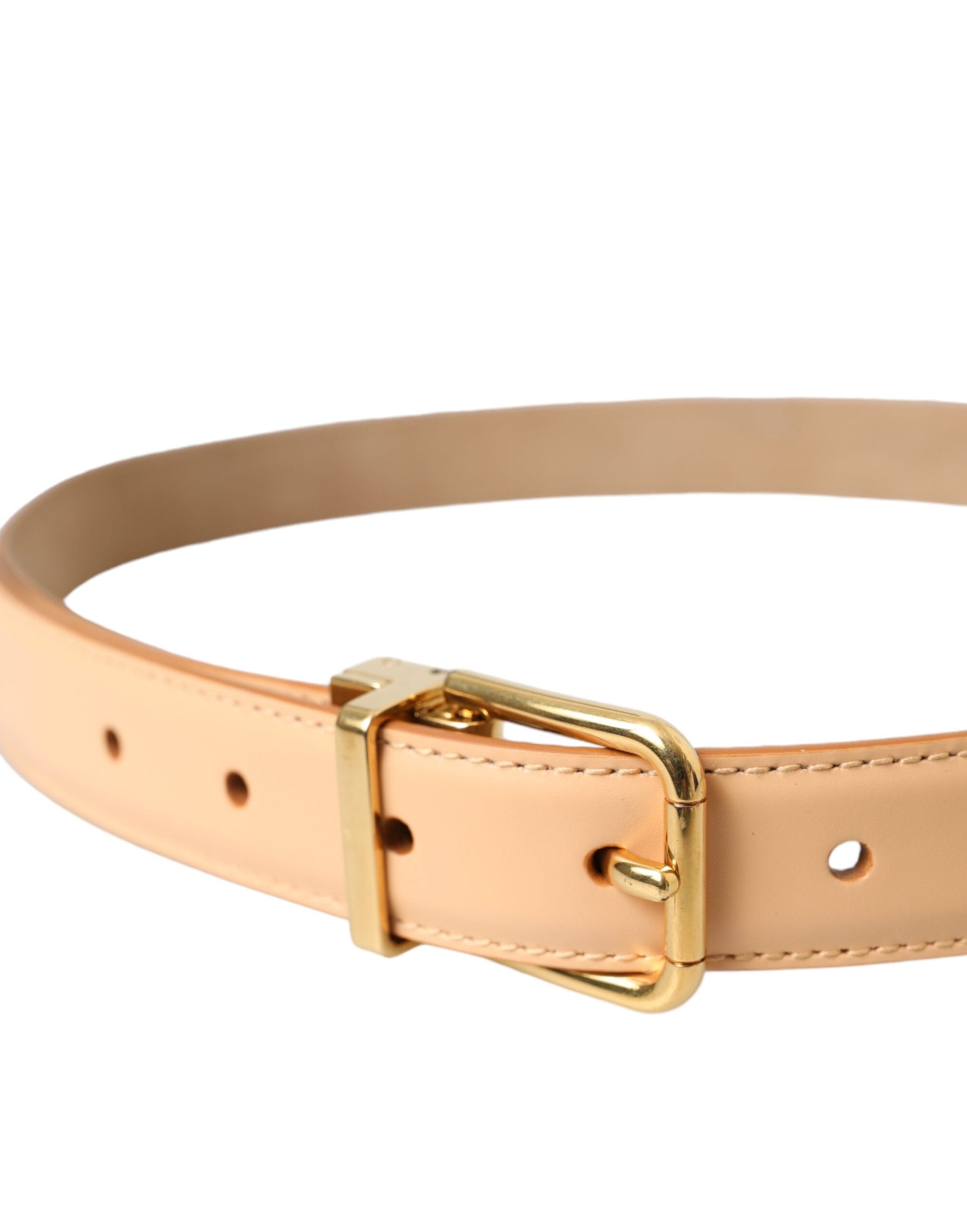 Dolce & Gabbana Beige Δερμάτινη Δέρμα Μοσχαριού Χρυσή Μεταλλική Ζώνη Πόρπης