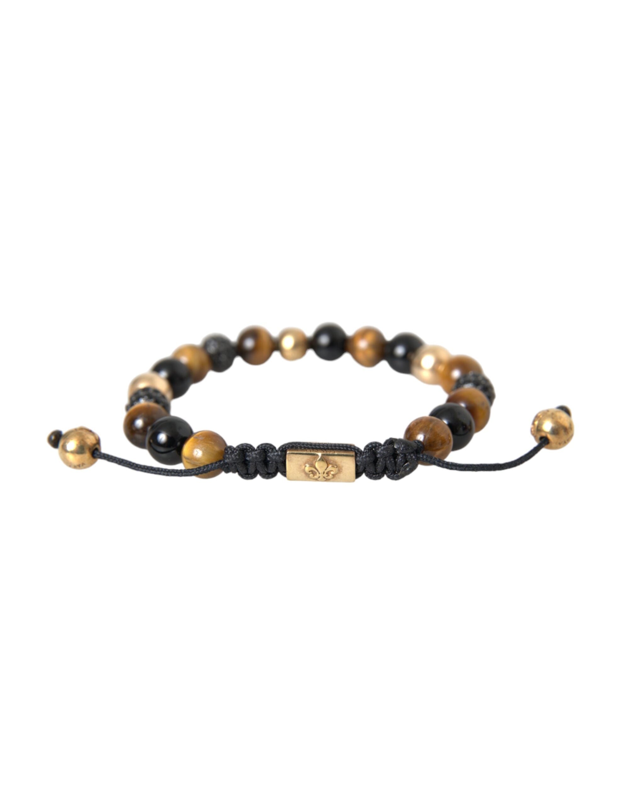 Ανδρικό βραχιόλι με χάντρες Nialaya CZ Ball Tiger Eye Stone