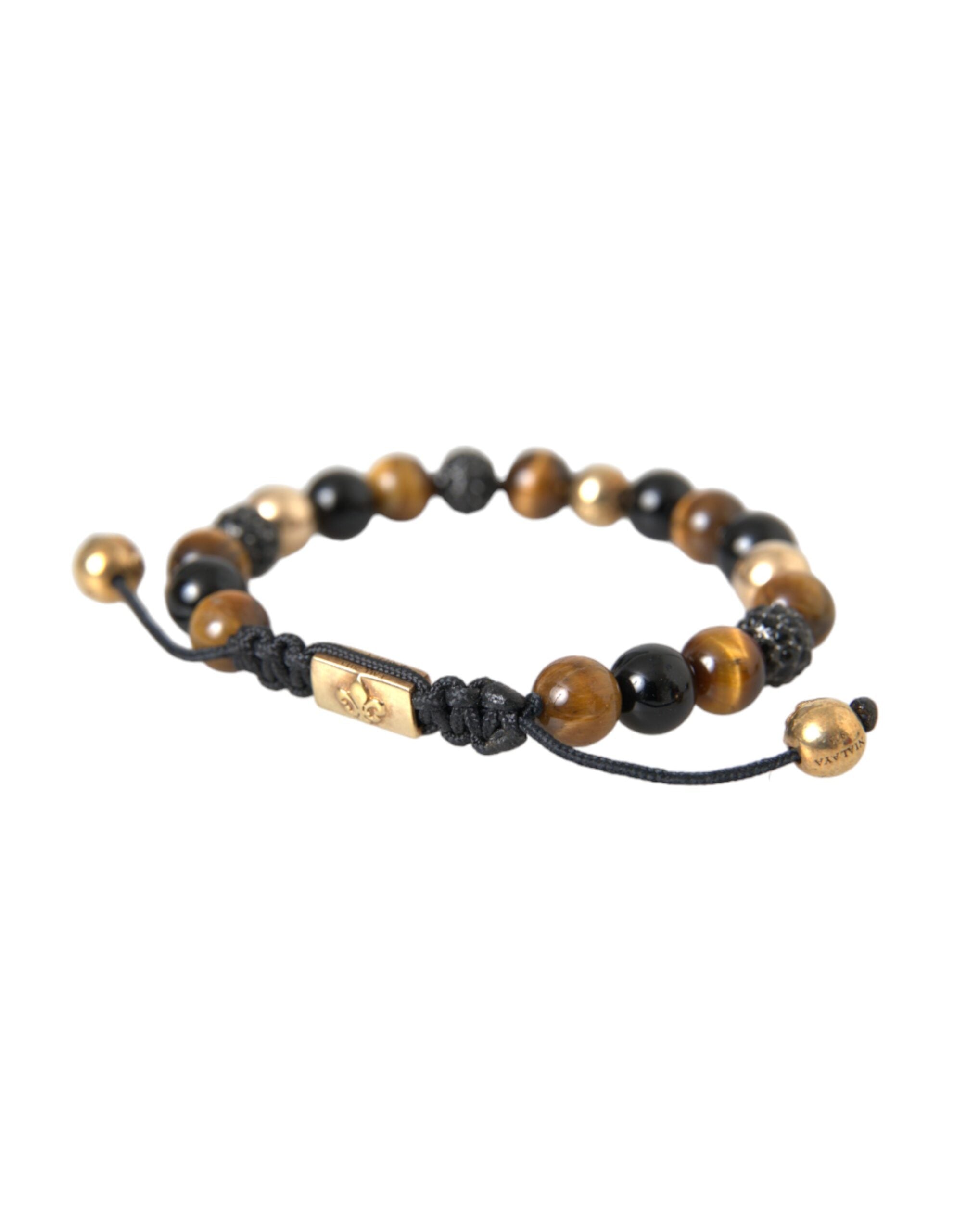 Ανδρικό βραχιόλι με χάντρες Nialaya CZ Ball Tiger Eye Stone