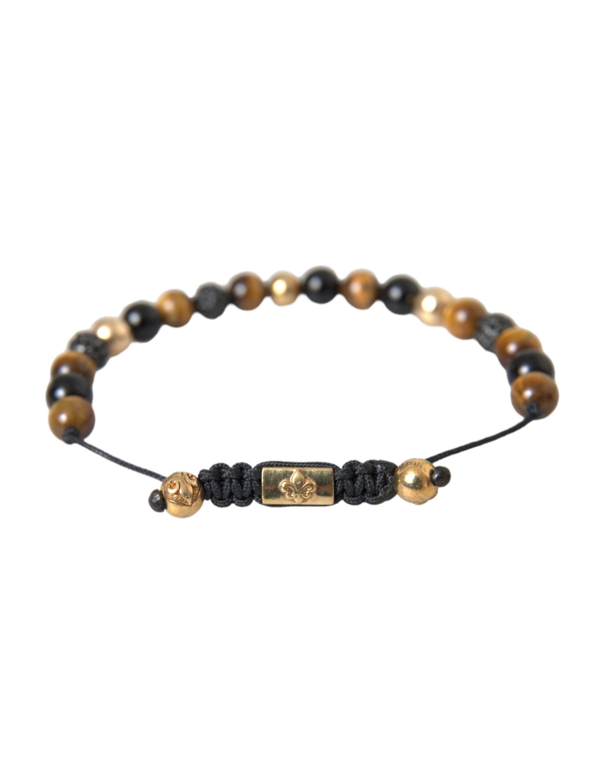 Ανδρικό βραχιόλι με χάντρες Nialaya CZ Ball Tiger Eye Stone