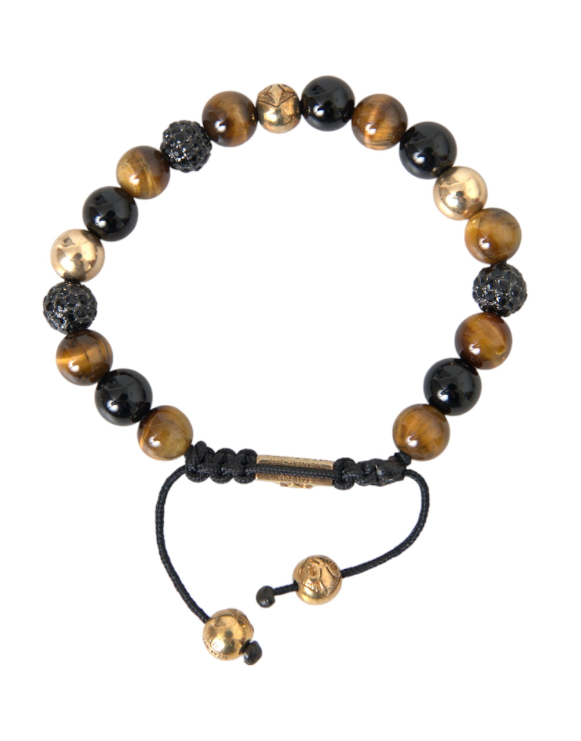 Ανδρικό βραχιόλι με χάντρες Nialaya CZ Ball Tiger Eye Stone