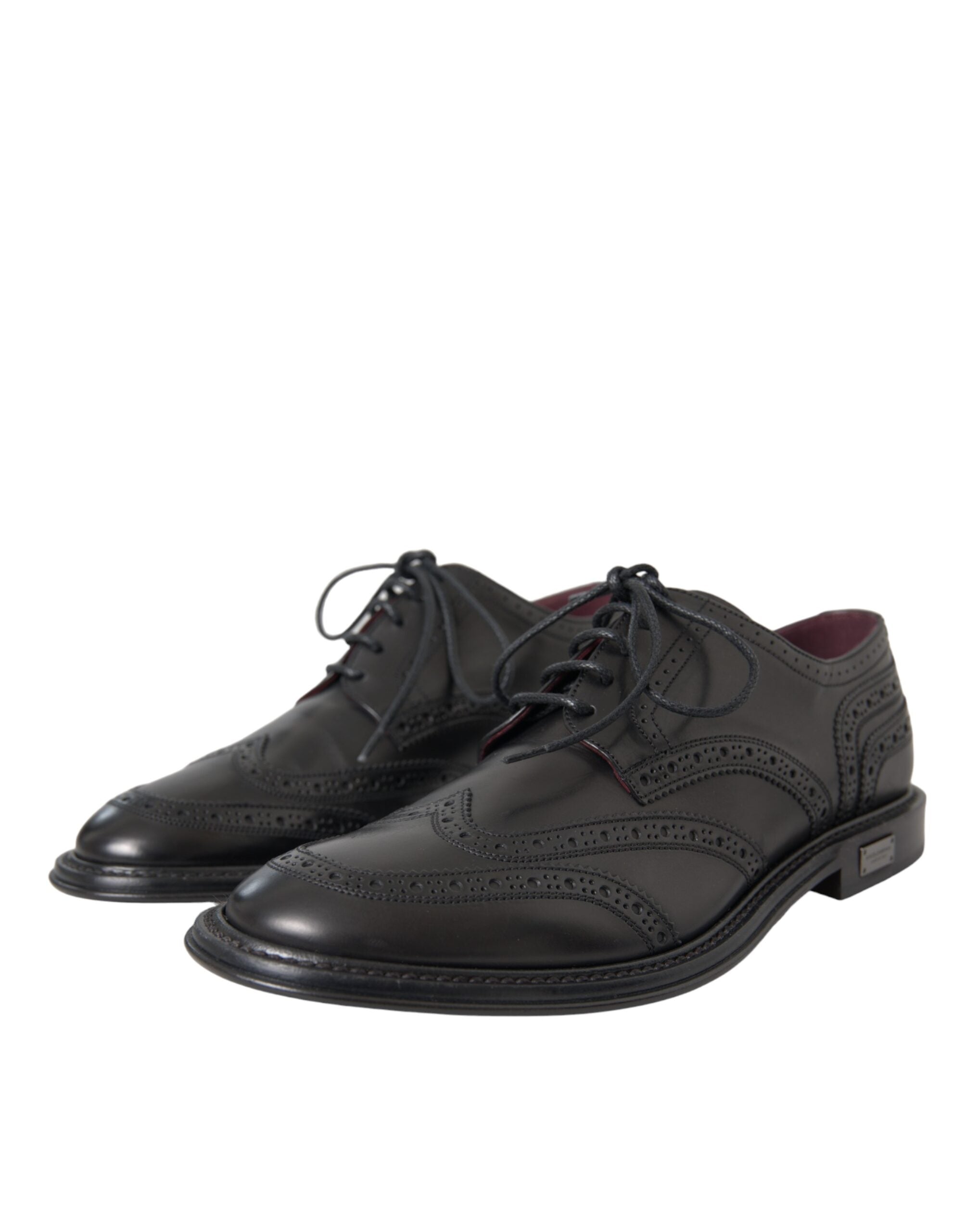 Dolce & Gabbana Μαύρα δερμάτινα Oxford Wingtip Formal ανδρικά παπούτσια