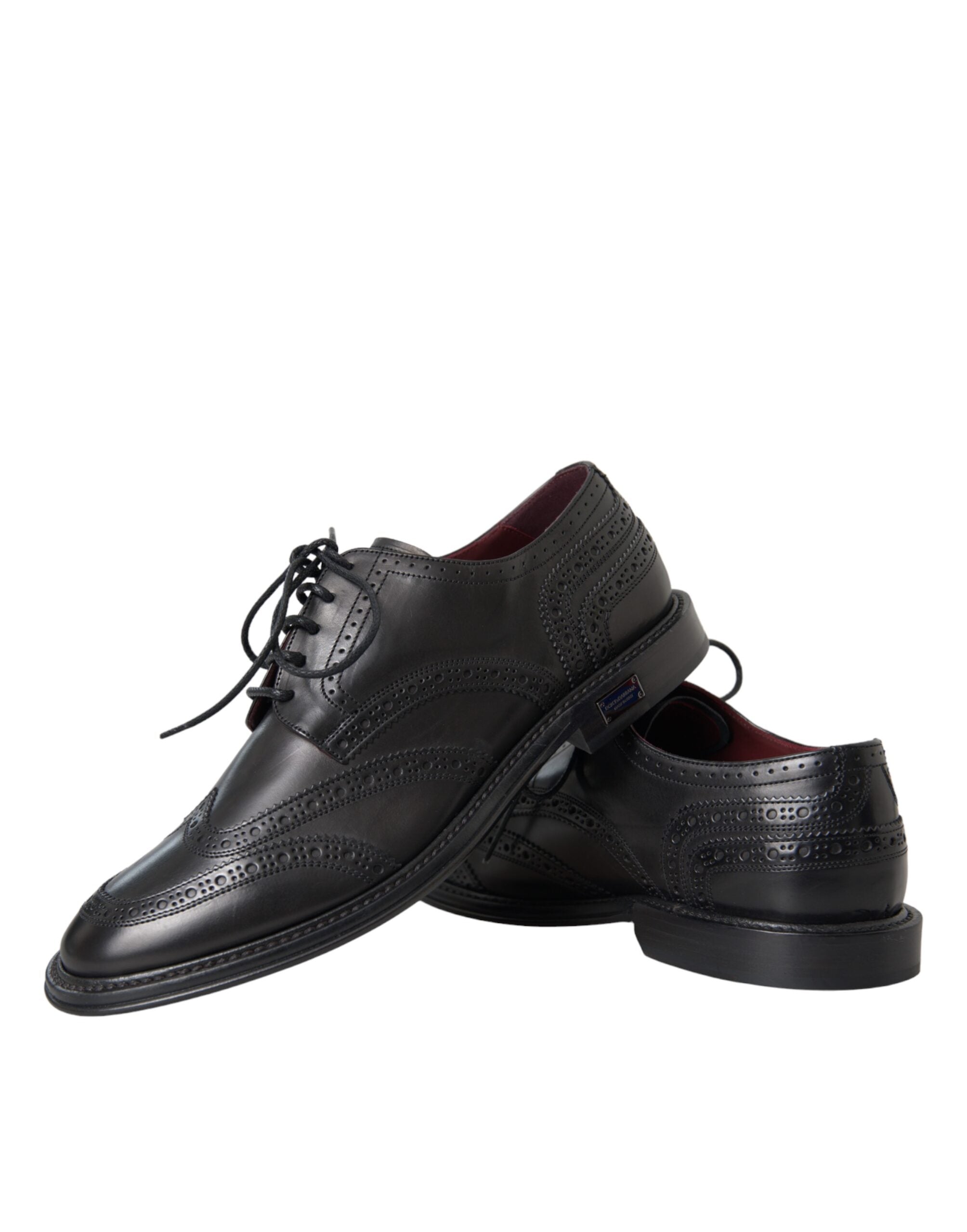 Dolce & Gabbana Μαύρα δερμάτινα Oxford Wingtip Formal ανδρικά παπούτσια