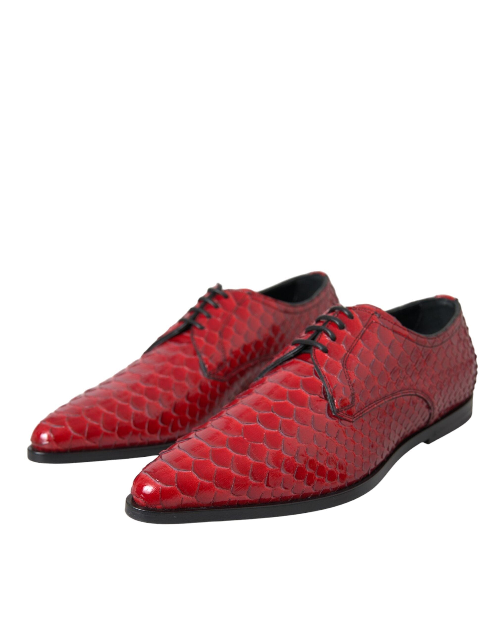 Ανδρικά επίσημα παπούτσια Dolce & Gabbana Red Vernished Derby με υφή