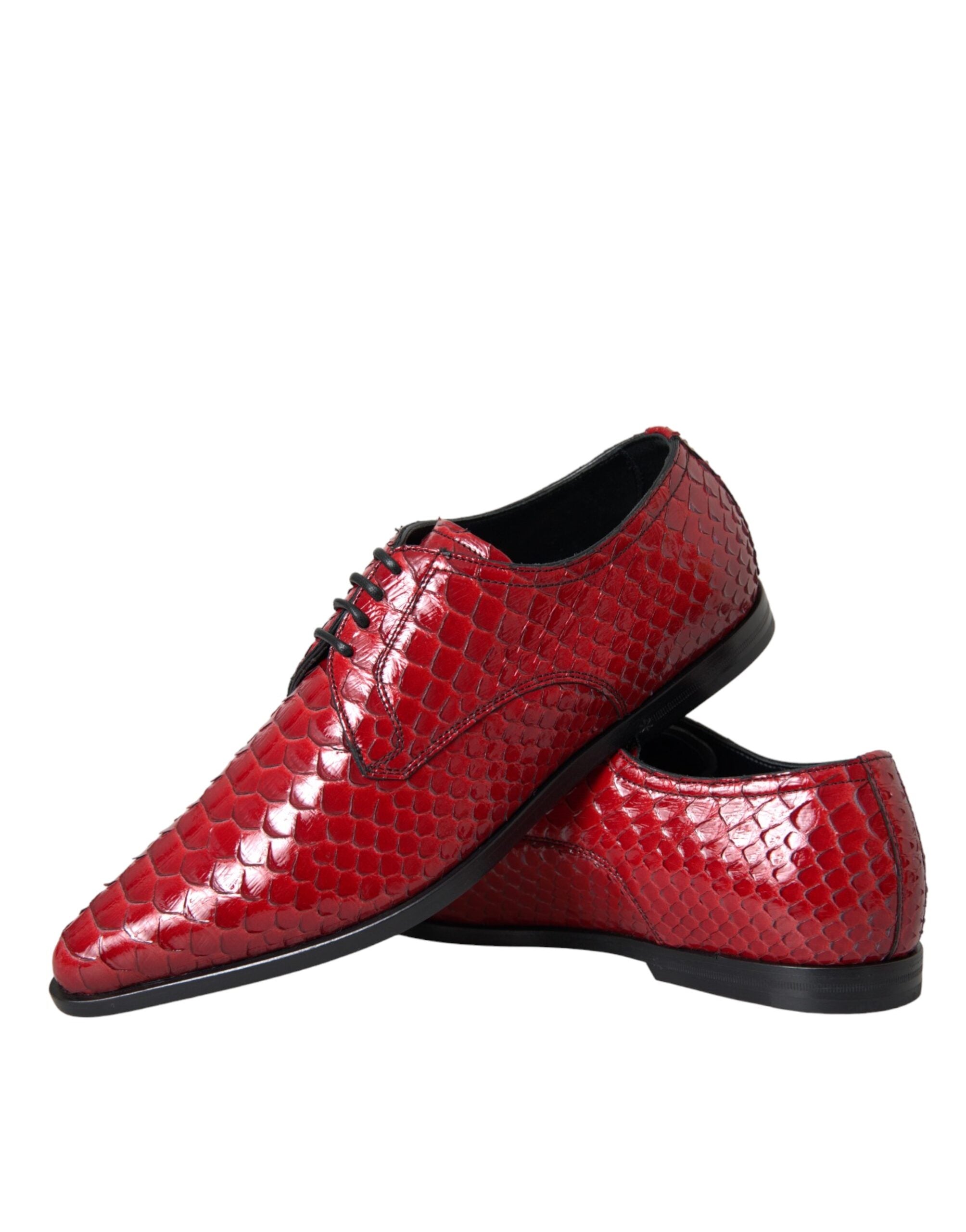 Ανδρικά επίσημα παπούτσια Dolce & Gabbana Red Vernished Derby με υφή