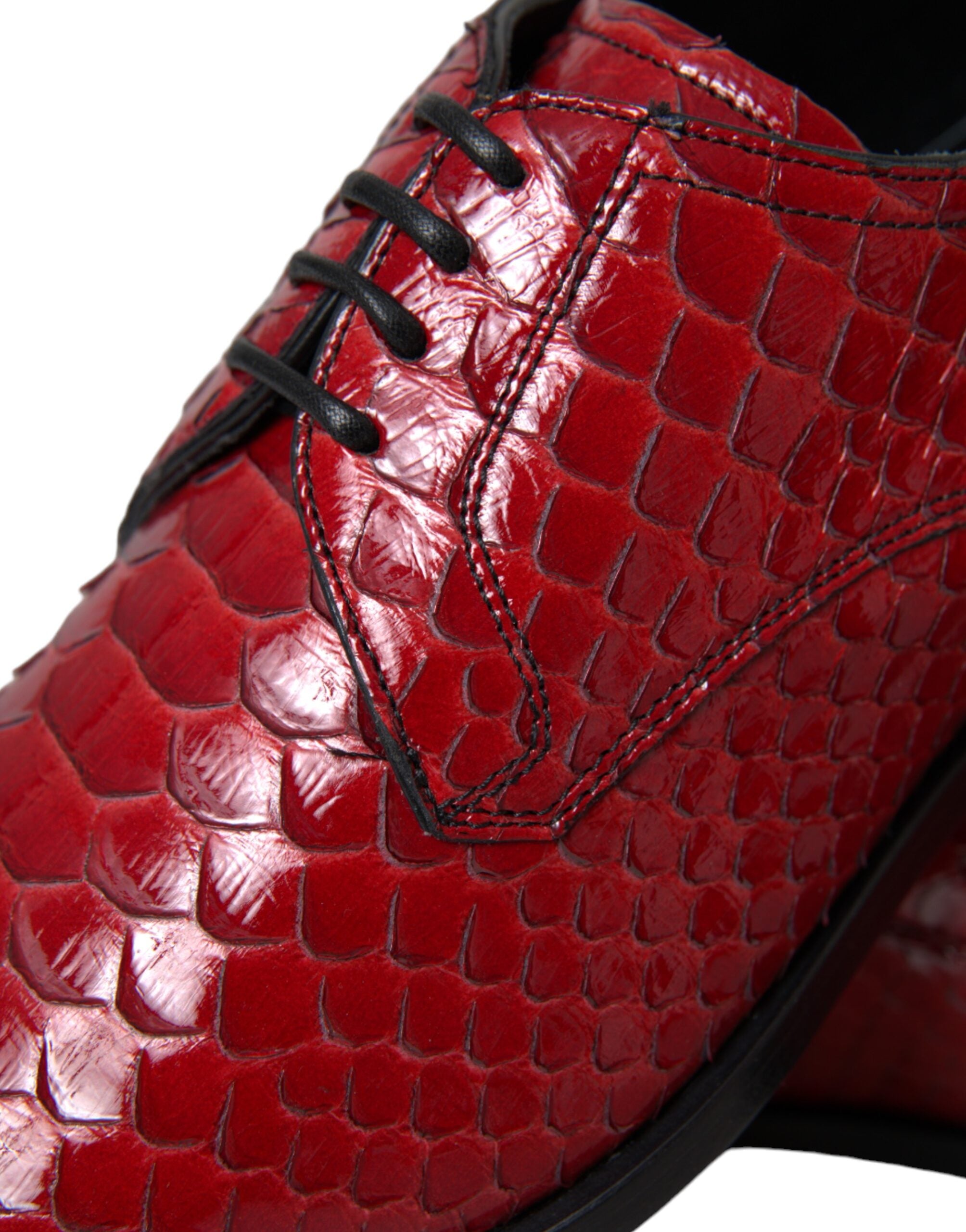 Ανδρικά επίσημα παπούτσια Dolce & Gabbana Red Vernished Derby με υφή