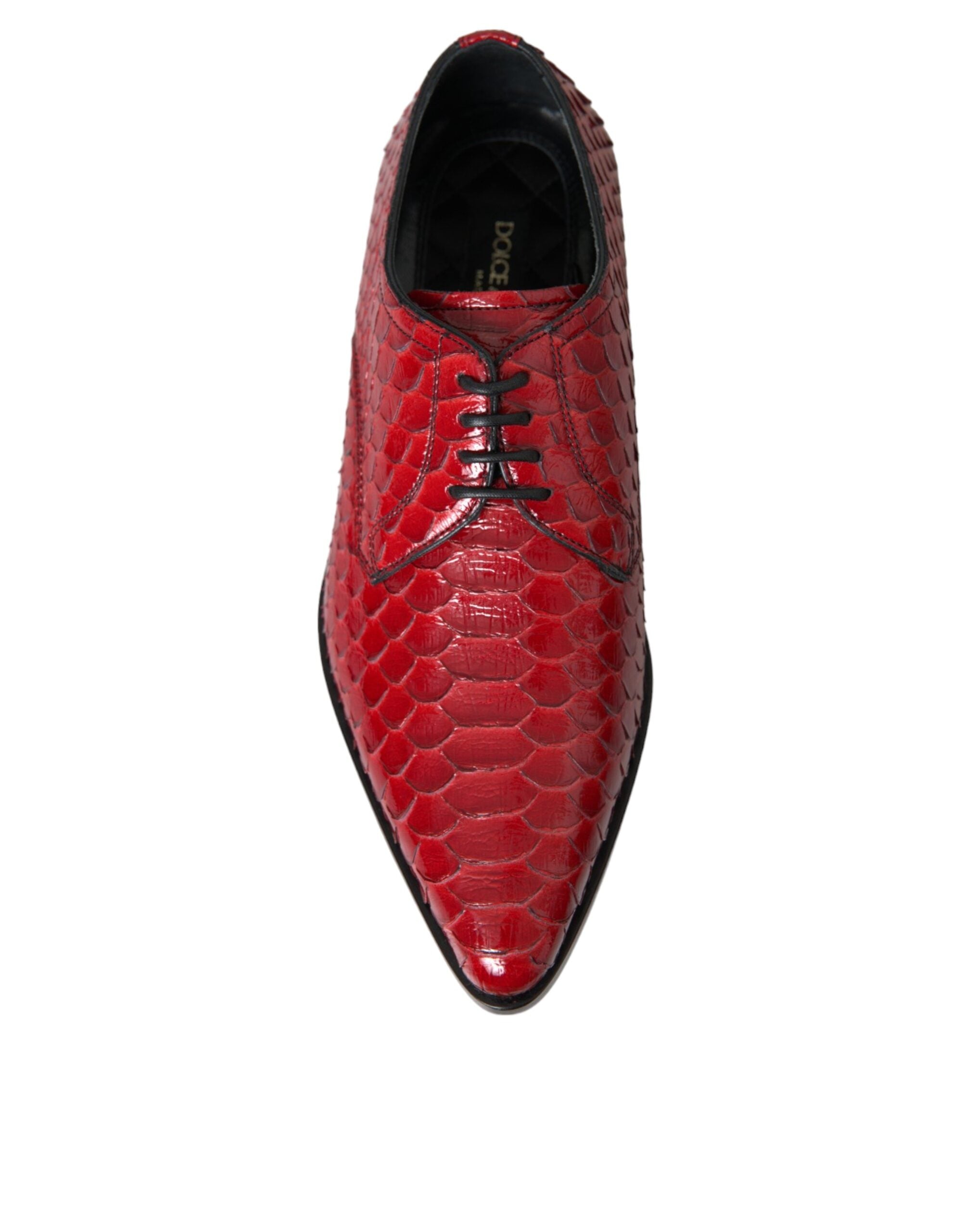 Ανδρικά επίσημα παπούτσια Dolce & Gabbana Red Vernished Derby με υφή