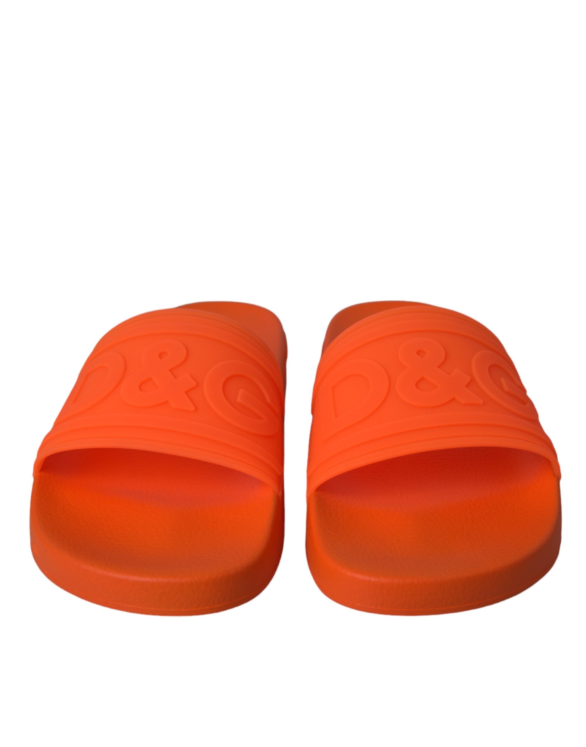 Dolce & Gabbana Orange Rubber Slides Sandals Beachwear Παπούτσια