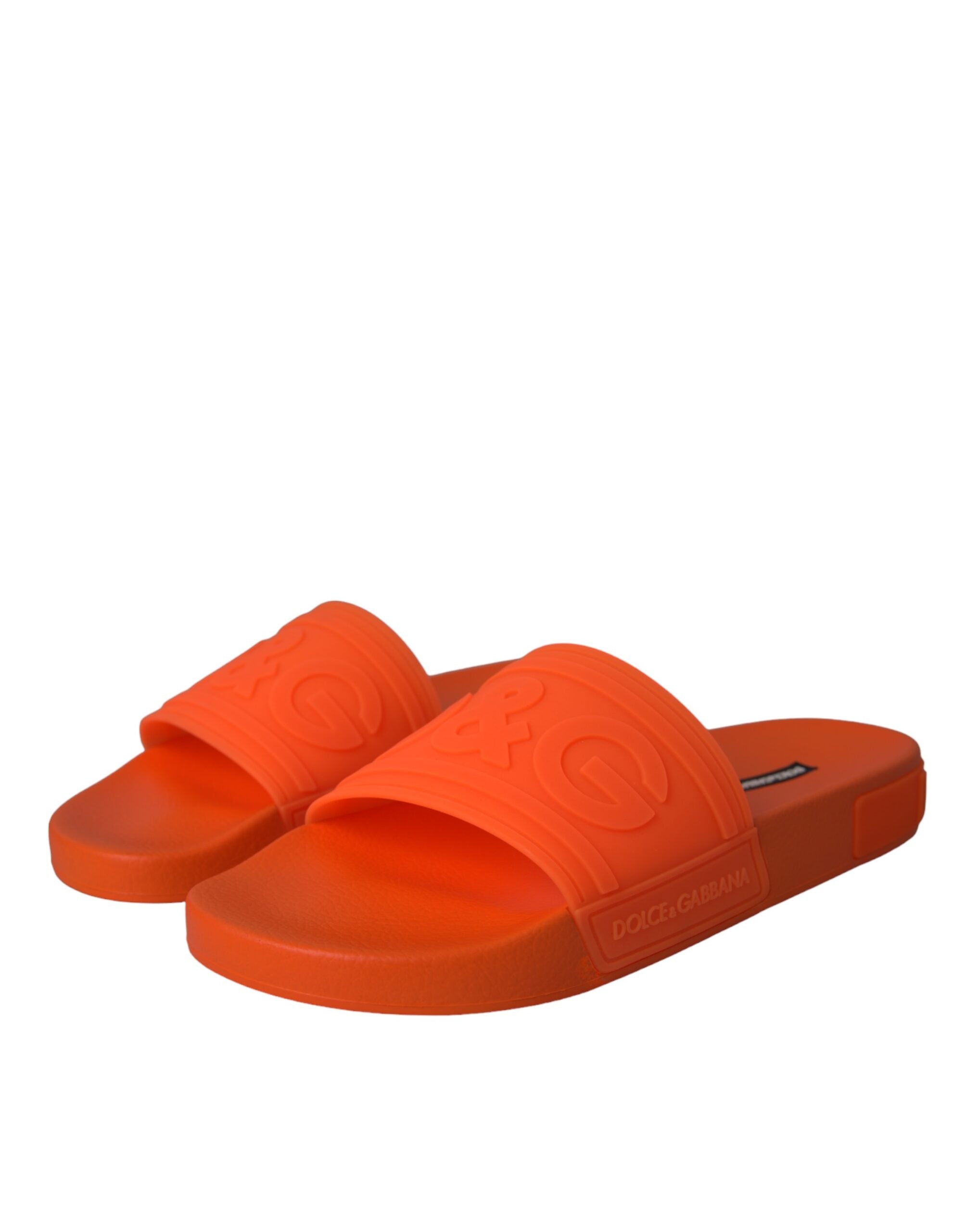 Dolce & Gabbana Orange Rubber Slides Sandals Beachwear Παπούτσια