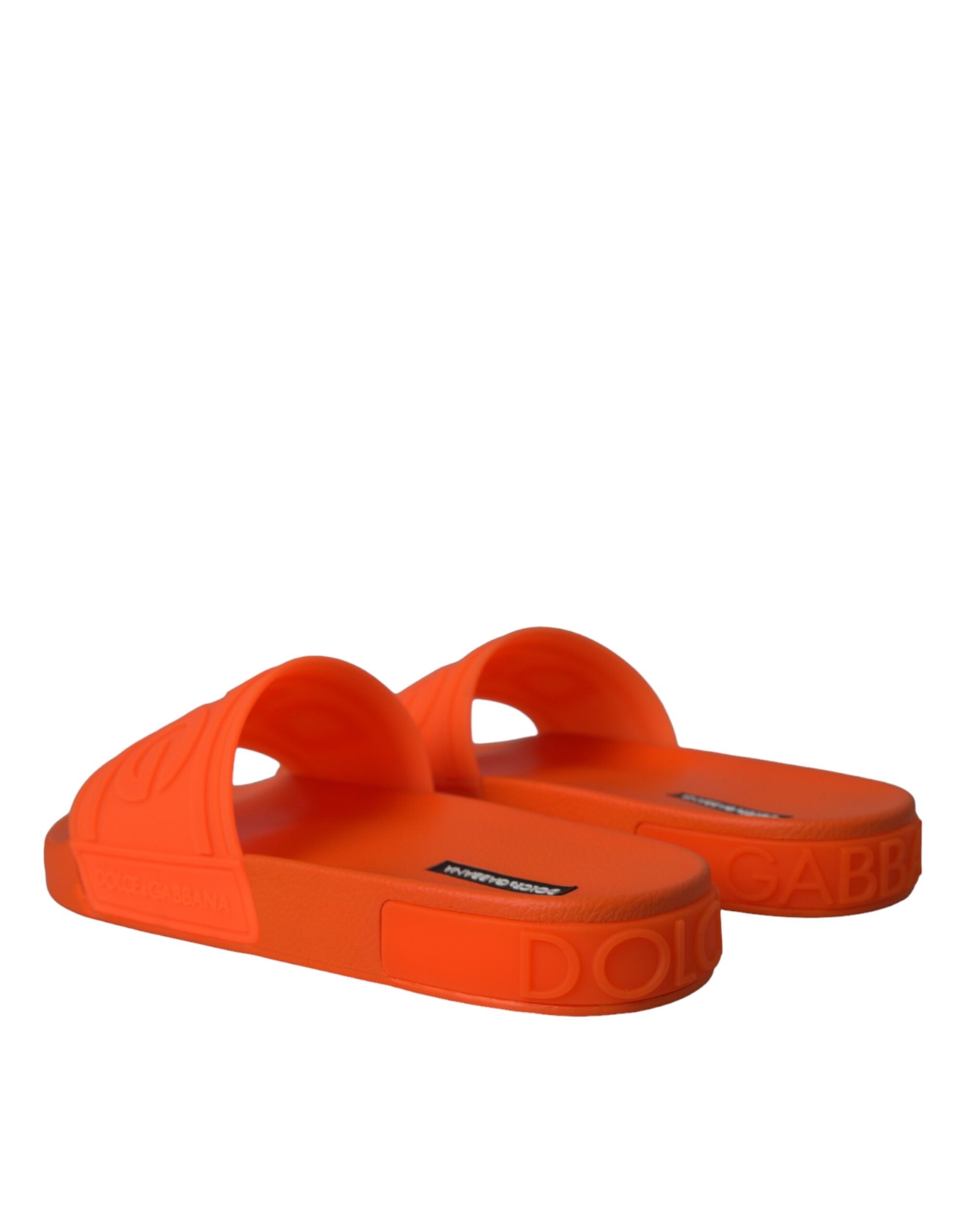 Dolce & Gabbana Orange Rubber Slides Sandals Beachwear Παπούτσια