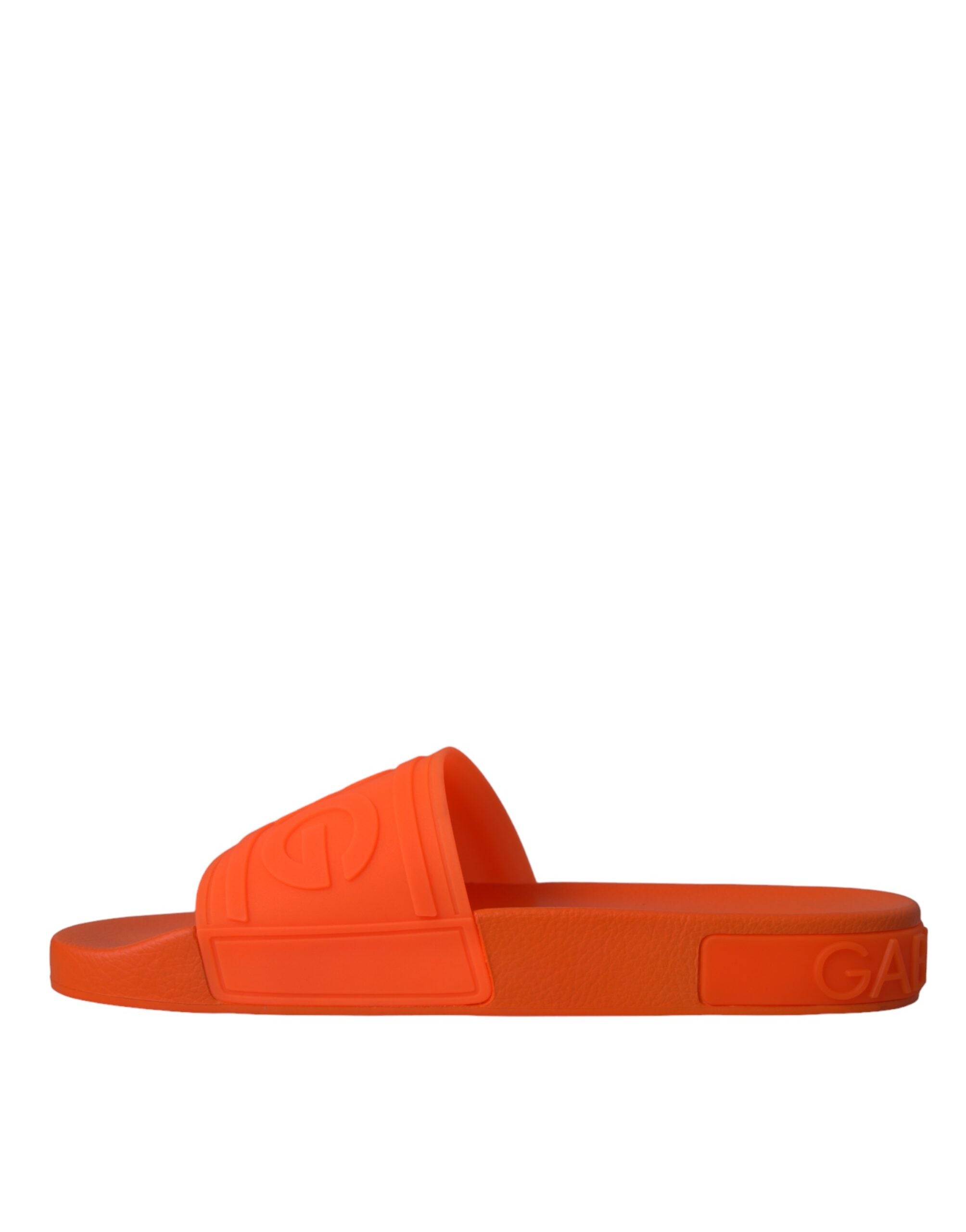 Dolce & Gabbana Orange Rubber Slides Sandals Beachwear Παπούτσια