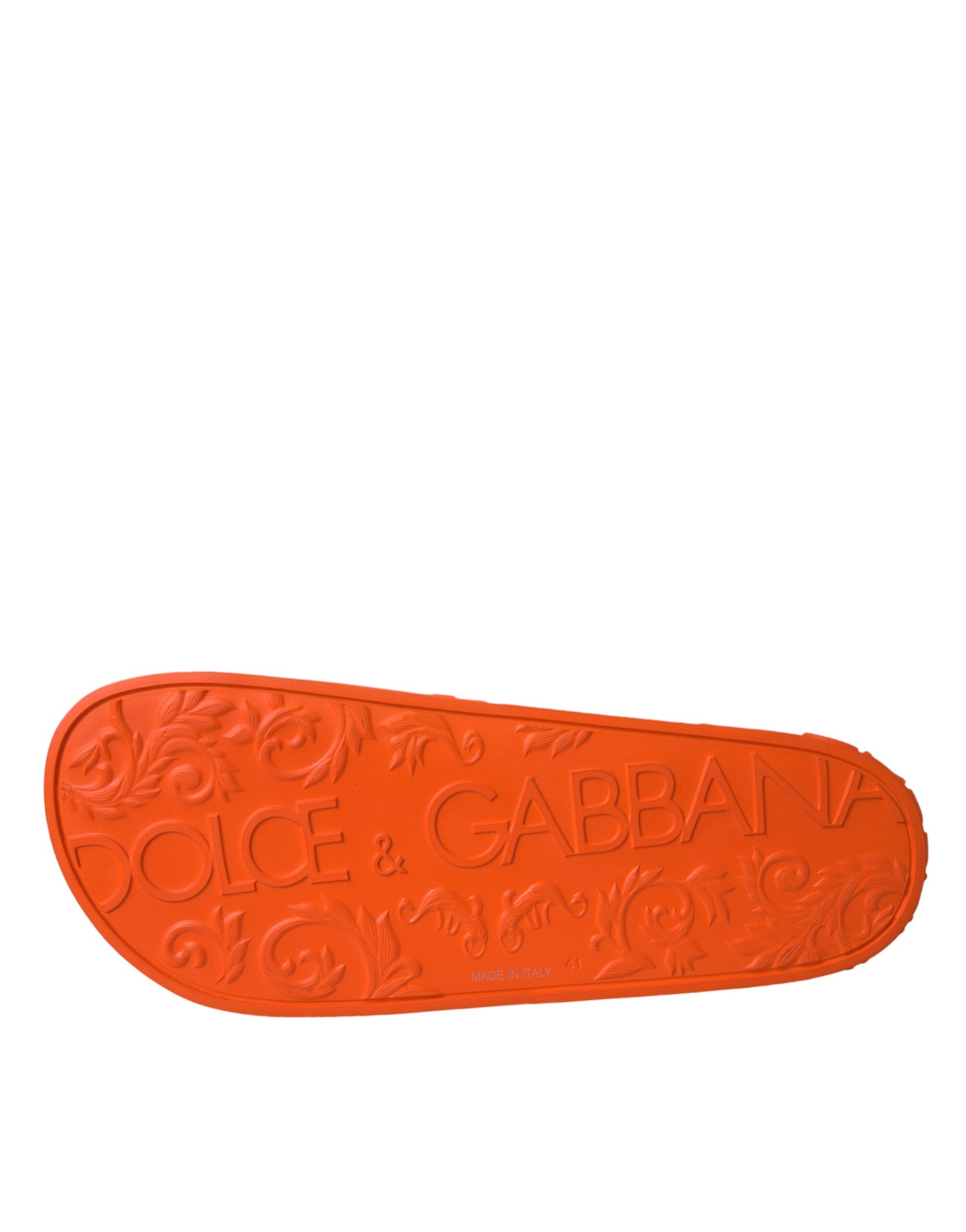 Dolce & Gabbana Orange Rubber Slides Sandals Beachwear Παπούτσια