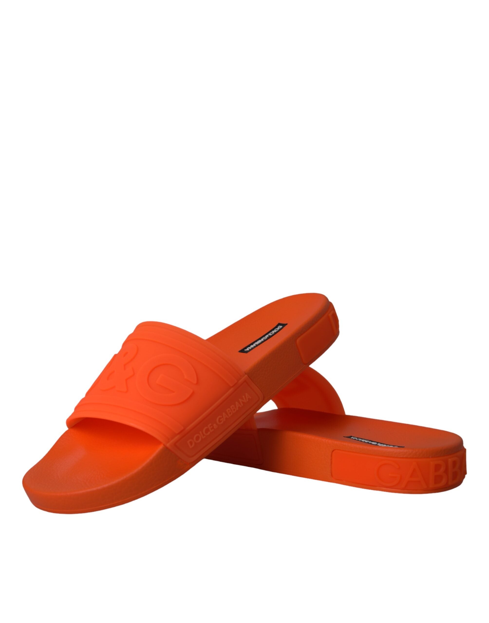 Dolce & Gabbana Orange Rubber Slides Sandals Beachwear Παπούτσια