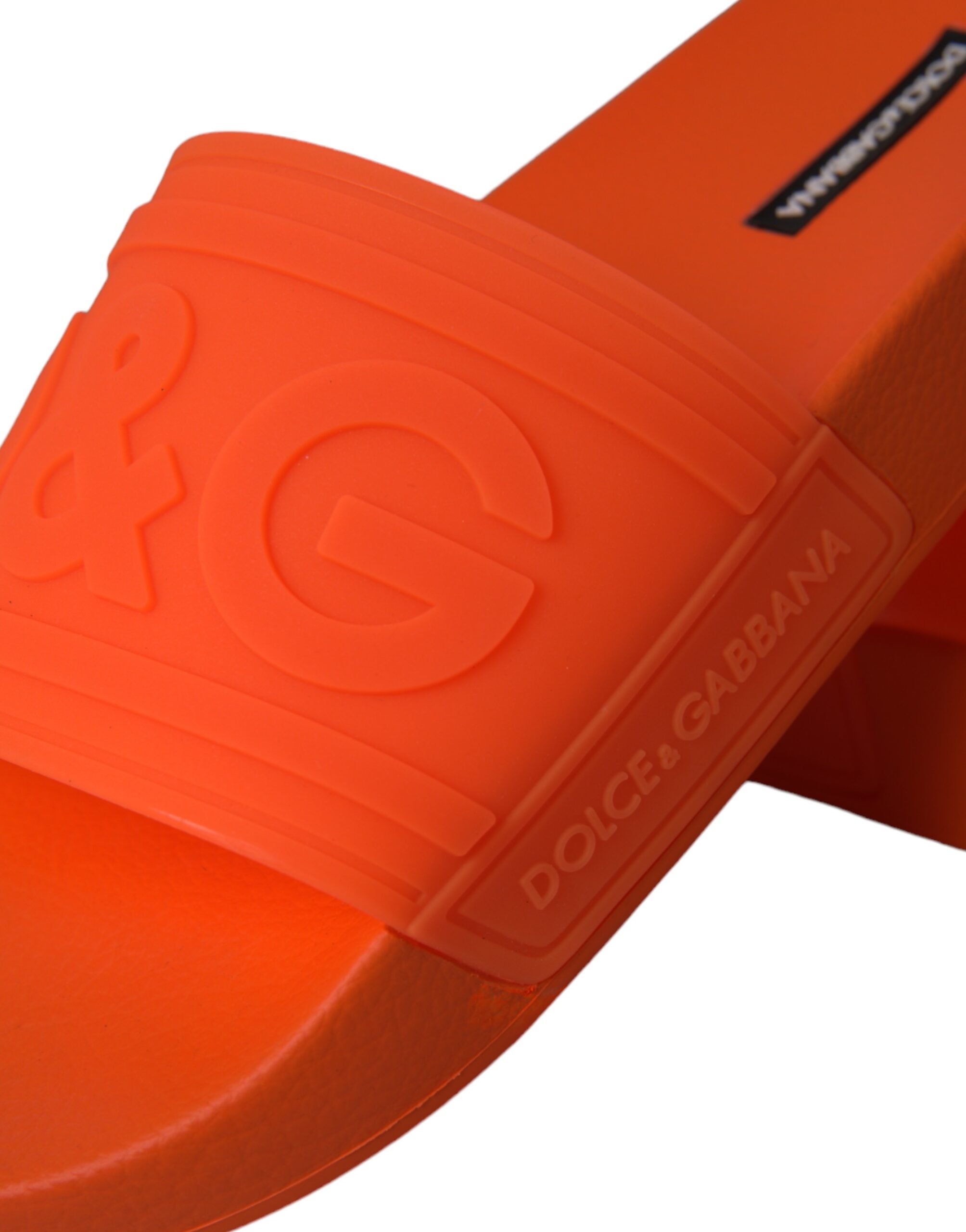 Dolce & Gabbana Orange Rubber Slides Sandals Beachwear Παπούτσια